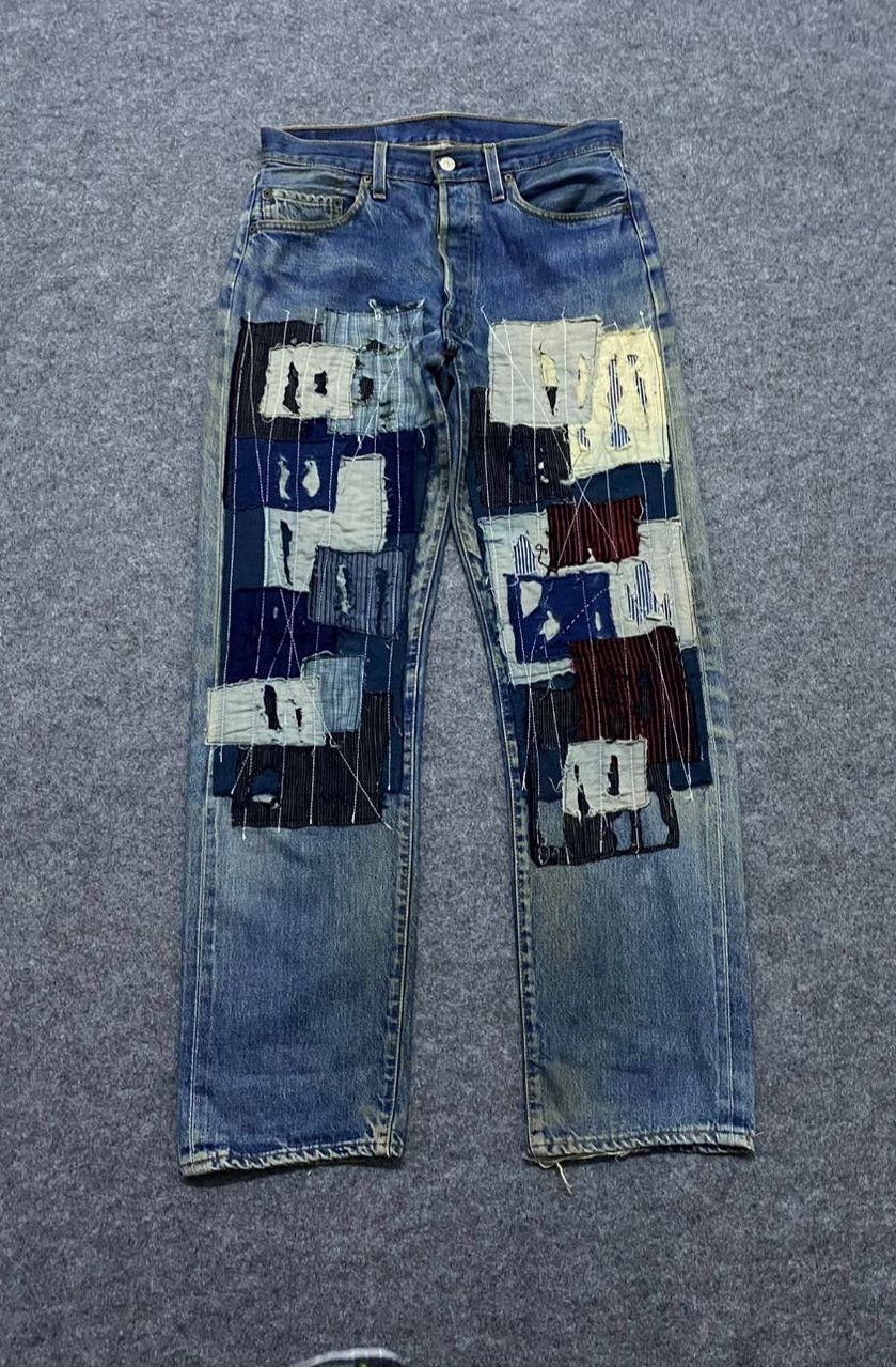 Vintage 90s Levis 501 Selvegde Patchwork Kurt Cobain Style