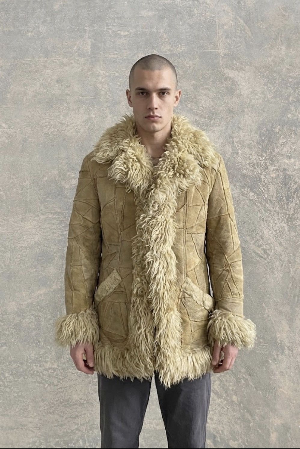 Vintage Vintage Grunge Suede Shaggy Winter Jacket Rick Owens Size L / US 10 / IT 46 - 1 Thumbnail