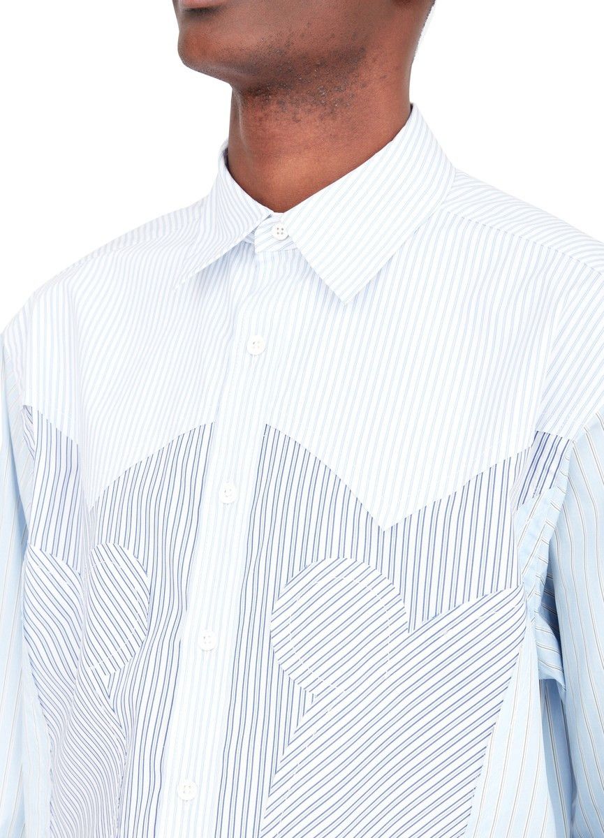 Maison Margiela oc11z0925 Yoke Stripe Cotton Shirt in Light Blue Size US S / EU 44-46 / 1 - 4 Thumbnail