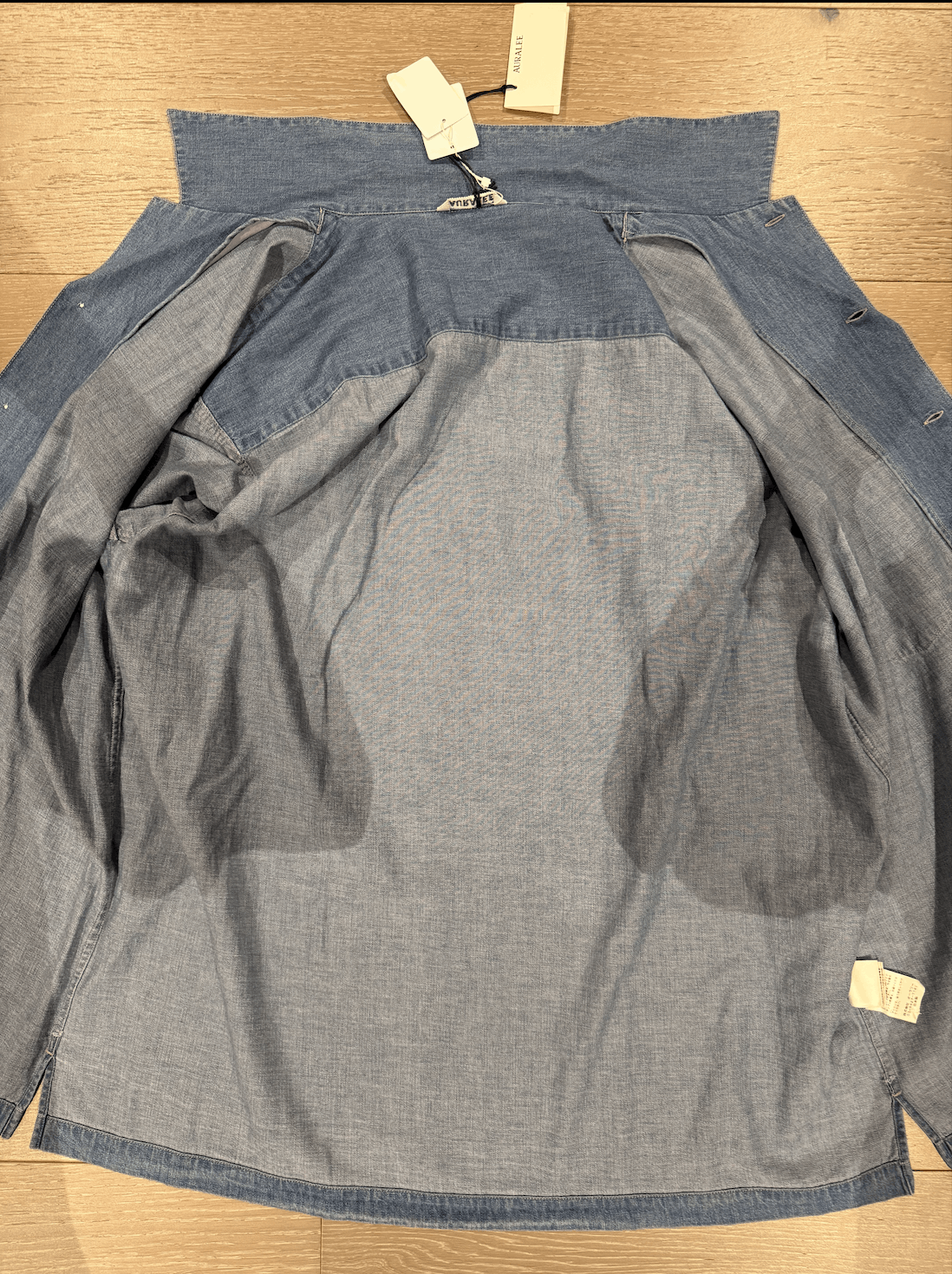 Auralee 💚 Auralee Selvedge Super Light Denim Half Sleeved Shirt NEW Size US XXL / EU 58 / 5 - 12 Thumbnail