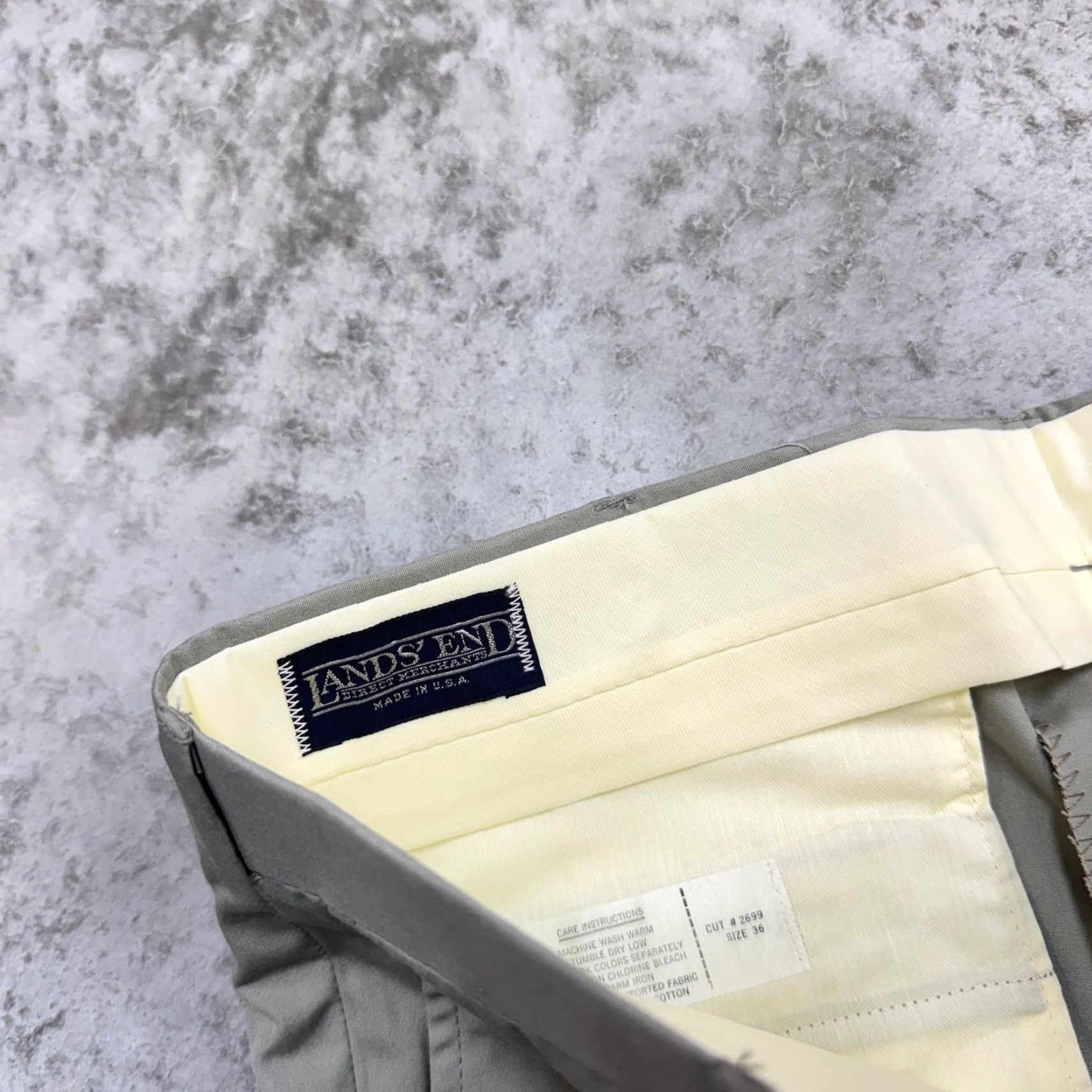 Lands' End VINTAGE Lands' End Pants Mens 36x34 Gray Chino Flat Front 34 Inseam Polyester Cotton Pockets Business Casual Flat Front Zip 36 Mens Gray Pants Size US 36 / EU 52 - 4 Thumbnail