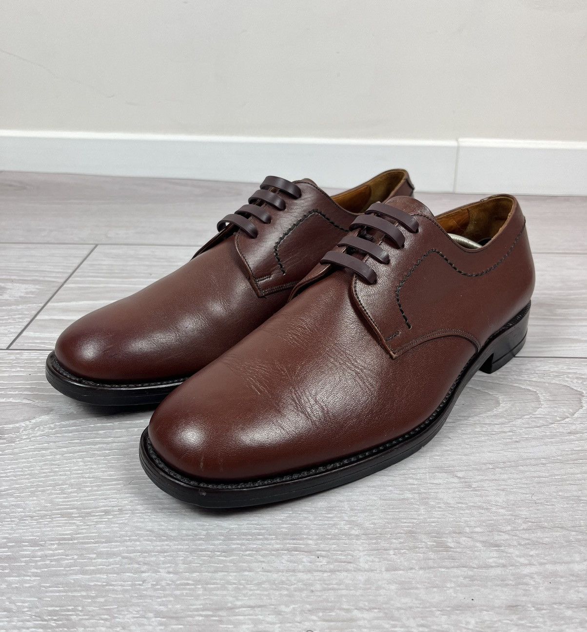 Loake Loake England Vintage Brown Leather Derby Shoes Boots Size US 12 / EU 45 - 6 Thumbnail