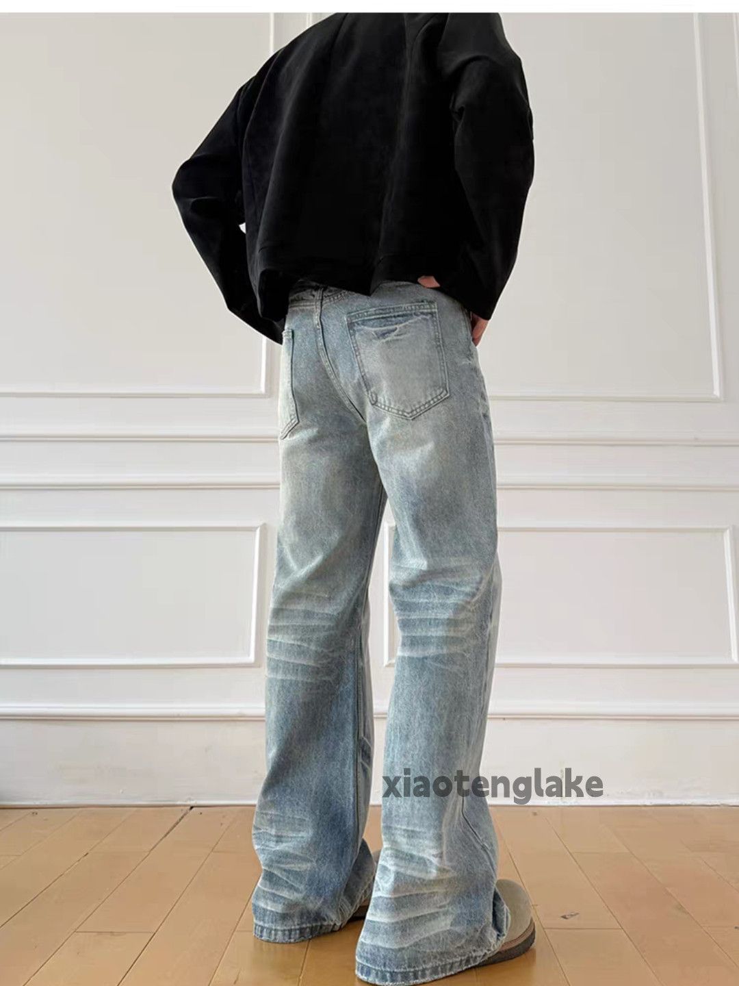 Jean Custom washed faded punk grunge bootcut flared jeans Size US 32 / EU 48 - 4 Thumbnail