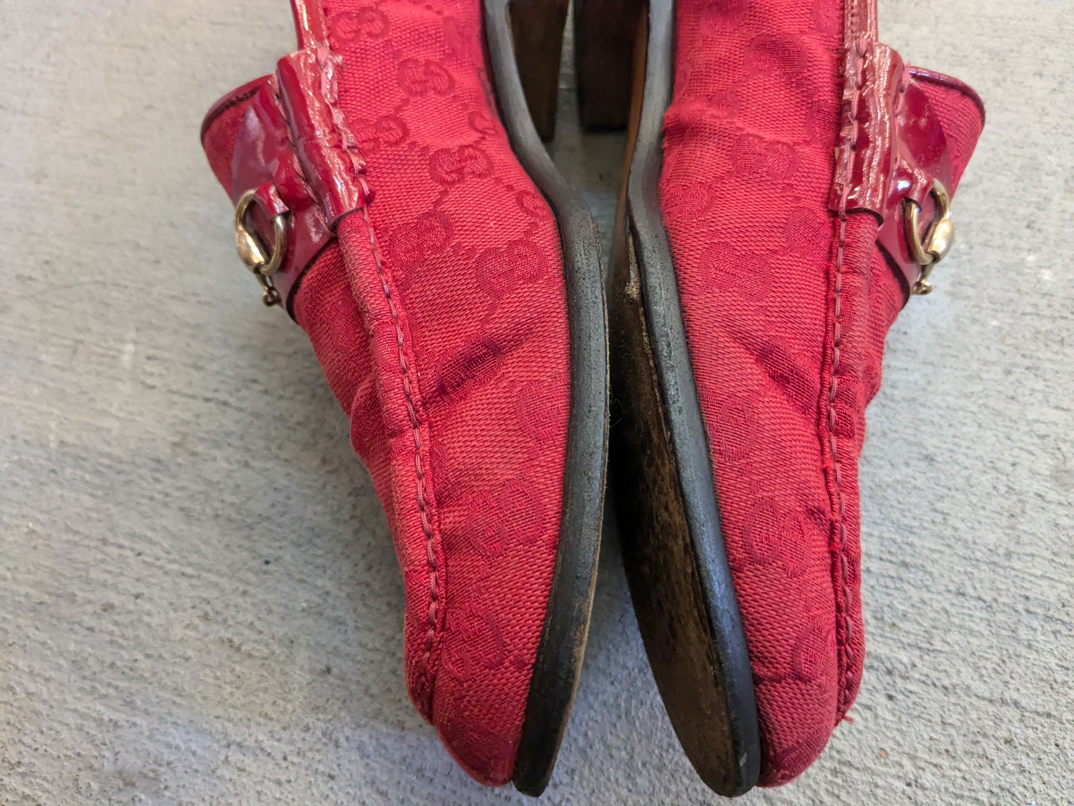 Gucci Gucci Horsebit Loafers Red 10 B Monogram Canvas Jacquard Size US 10 / IT 40 - 11 Thumbnail
