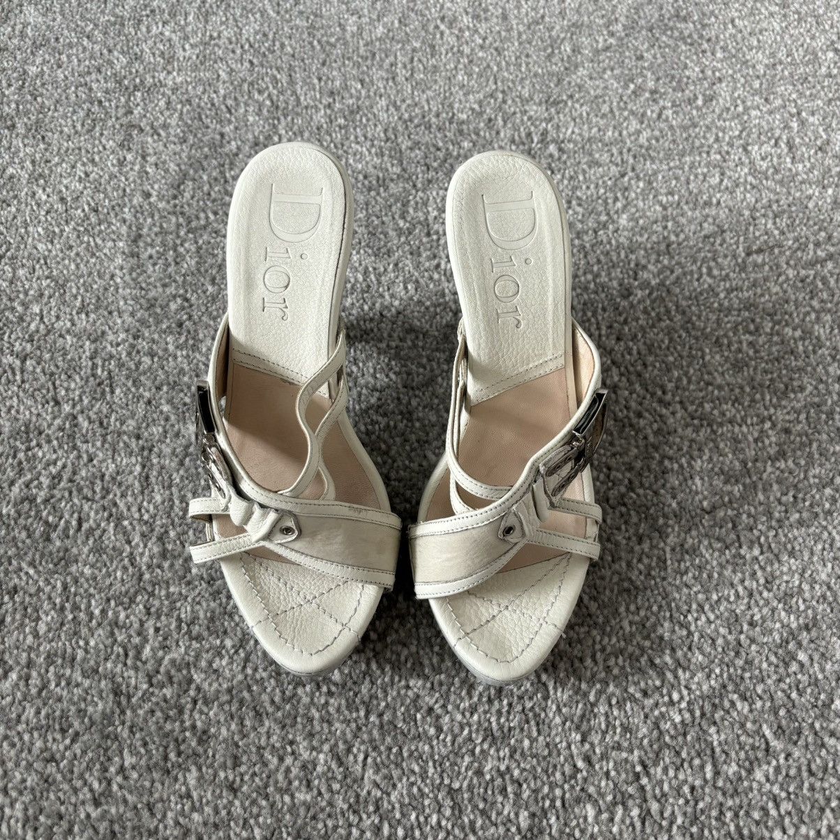 image of Dior Galliano Era Strapped Heel Shoes in White, Women's (Size 8)