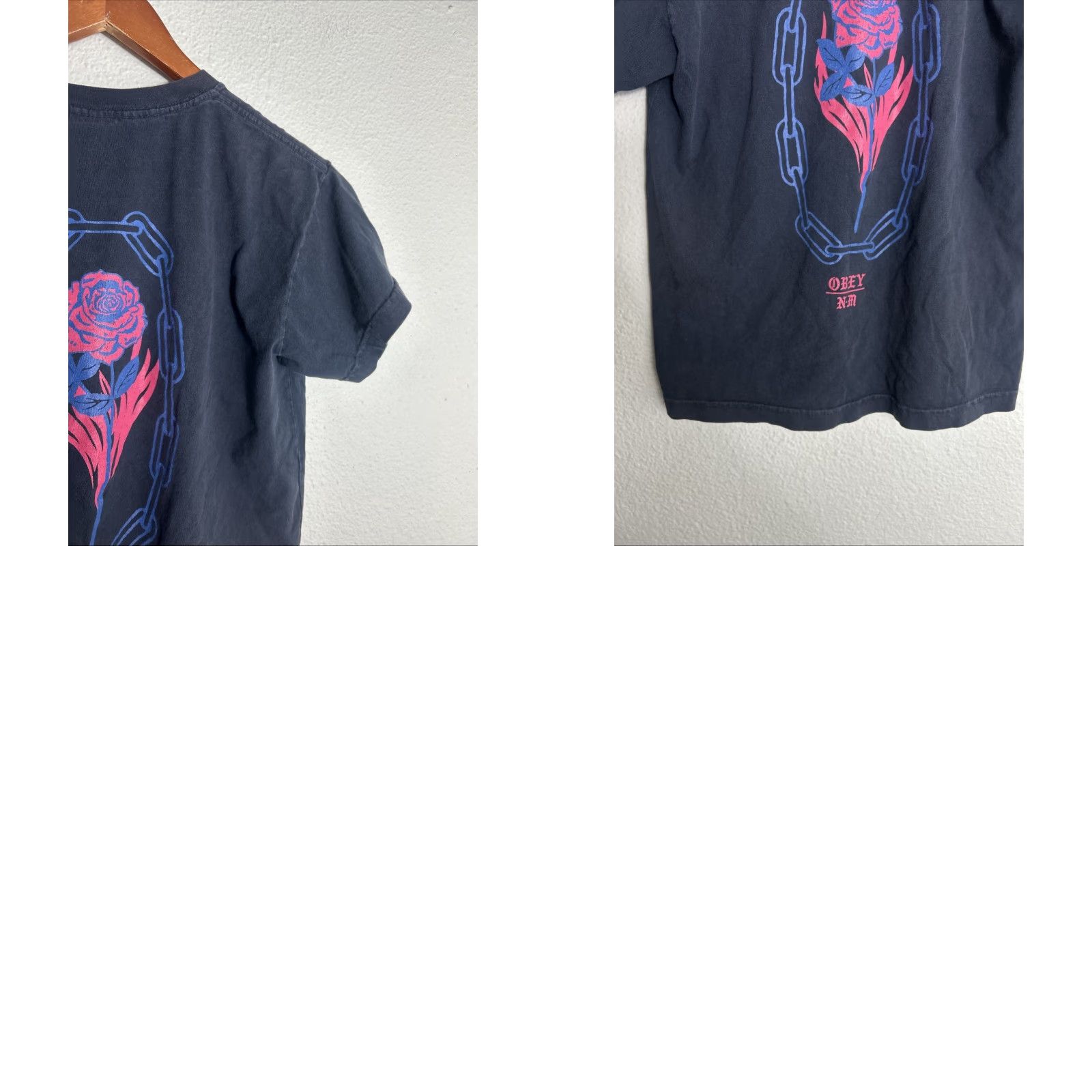 Obey VINTAGE Obey X Never Made Mens Small Black Rosette T Shirt Stained Size US S / EU 44-46 / 1 - 9 Thumbnail