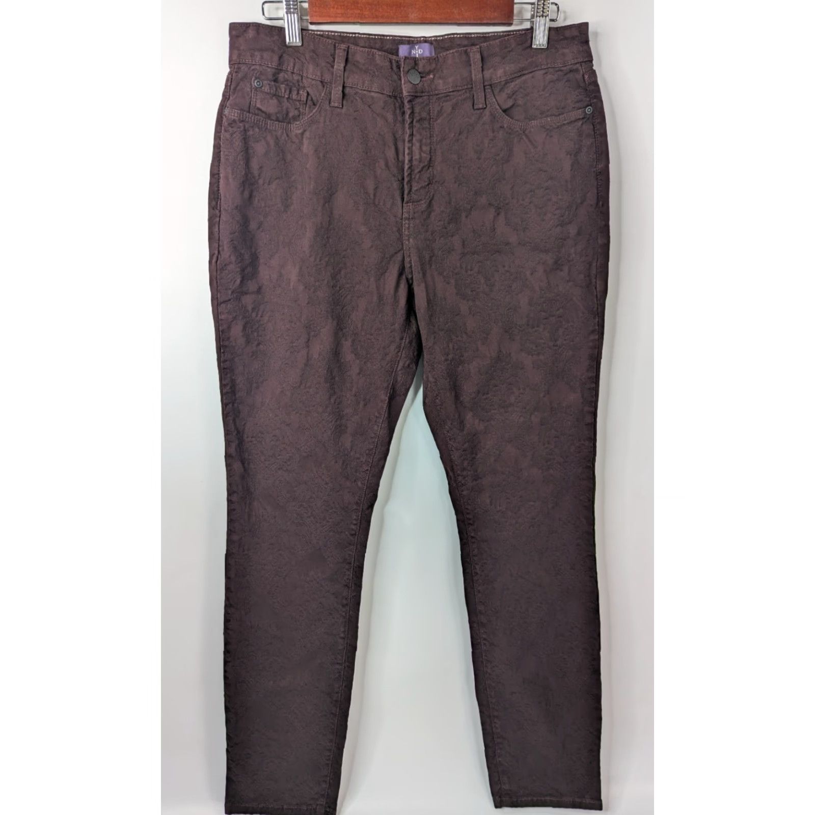 NYDJ NYDJ Burgundy Textured Legging Pant Size 12 Straight Women Plus Size 34" / US 12 / IT 48 - 2 Thumbnail