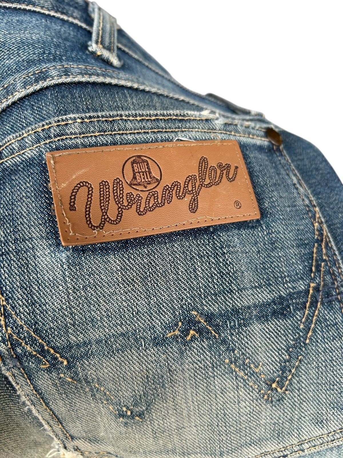 Kapital VINTAGE WRANGLER BLUE BELL SELVEDGE DISTRESSED DENIM JEANS Size US 31 - 13 Thumbnail