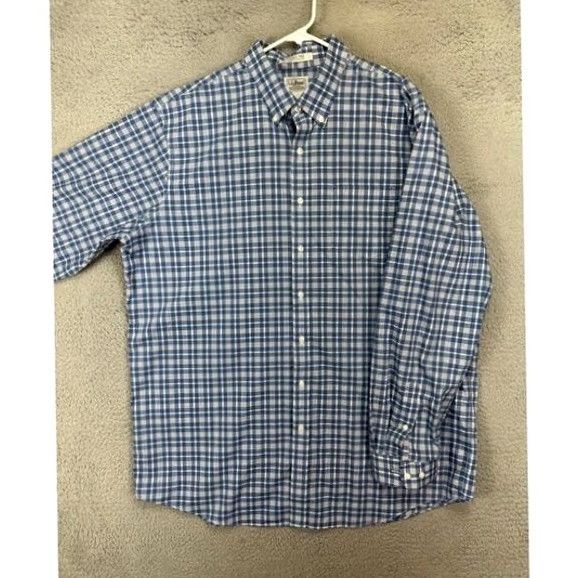 Vintage L.L. Bean Shirt Mens XL Tall Blue Plaid Button-Down Wrinkle Resistant Traditional Fit Casual Size US XL / EU 56 / 4 - 3 Thumbnail