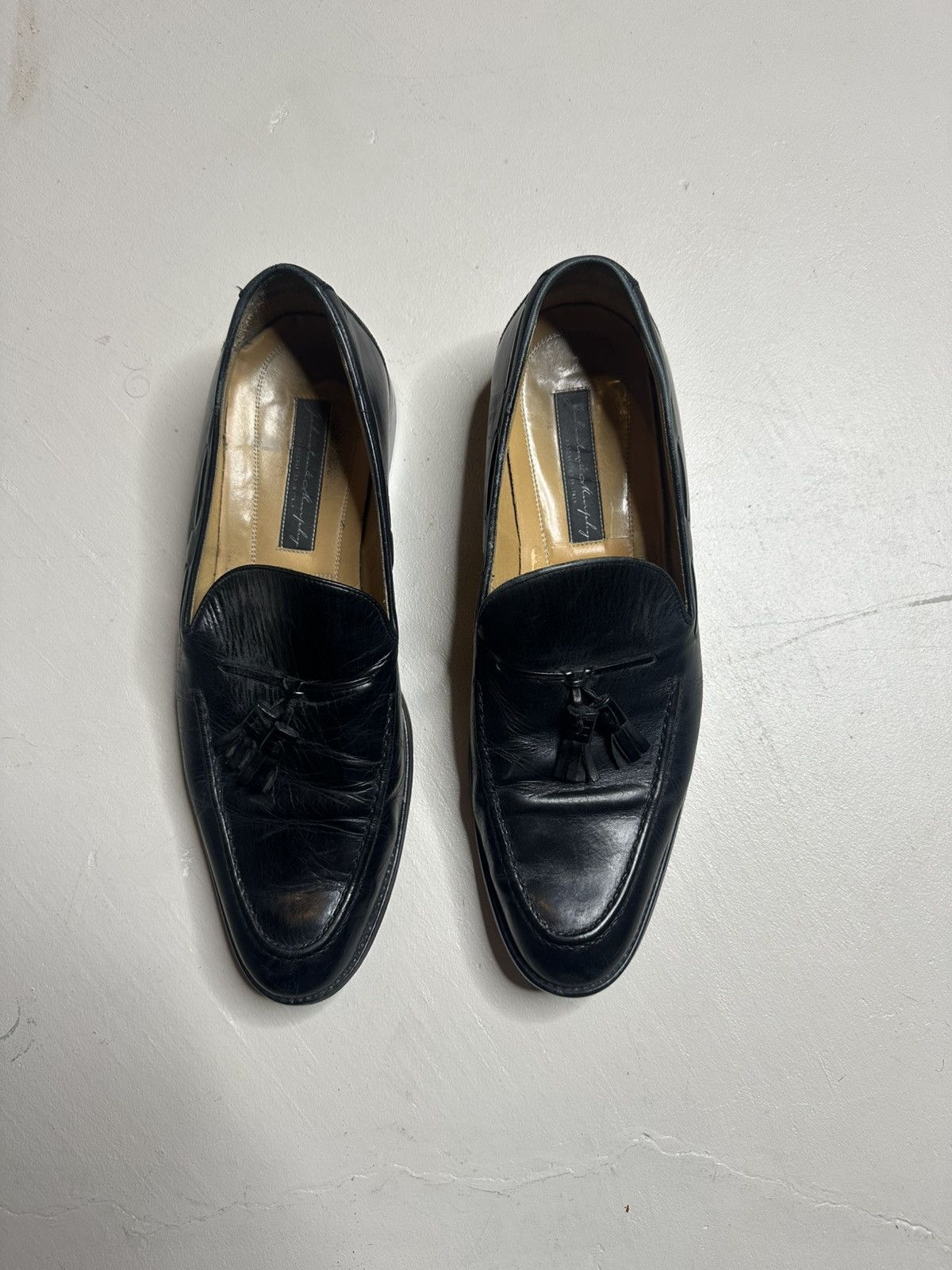 Johnston & Murphy Made In Italy Black Leather Tassel Loafers