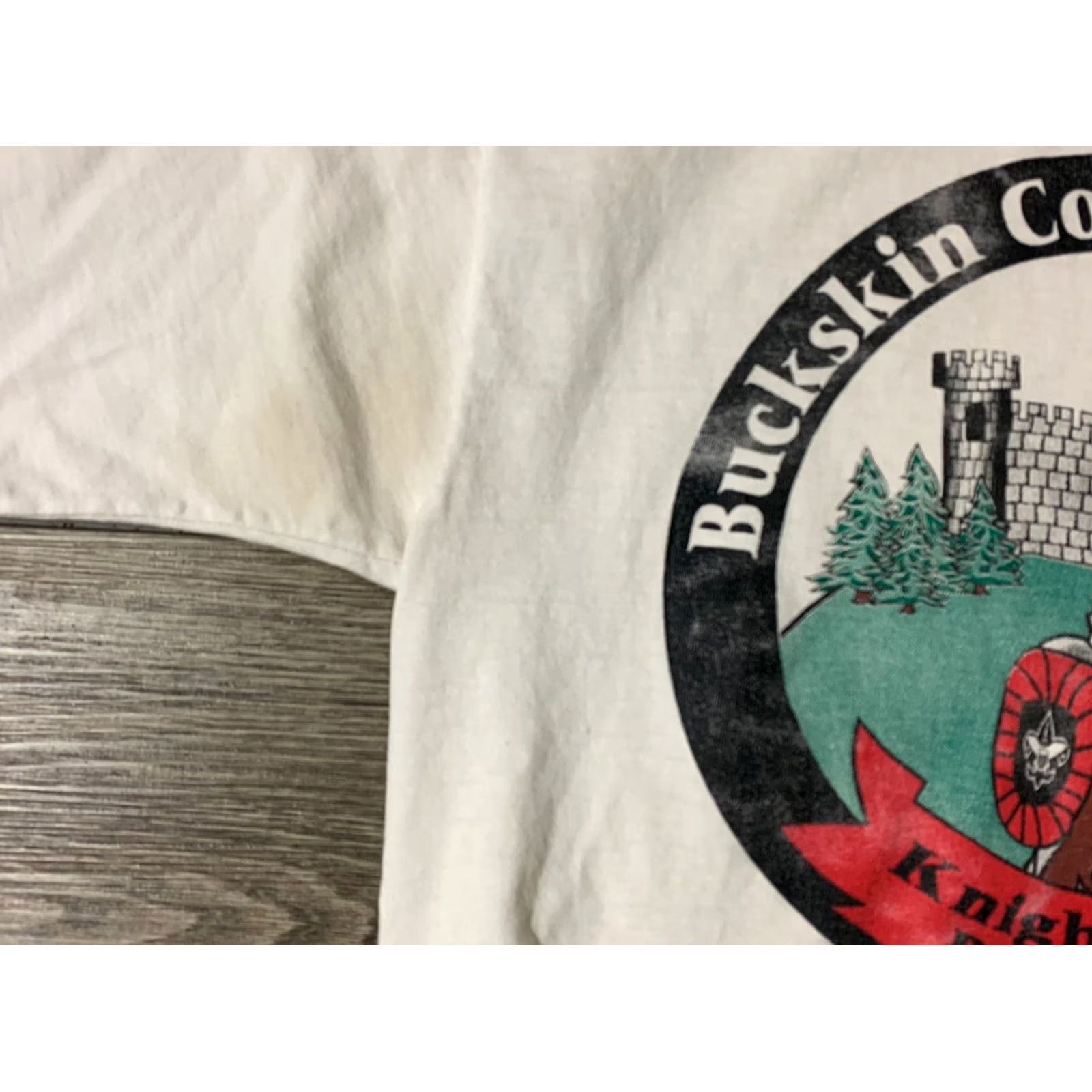 Vintage VINTAGE Single Stitch 90s Mens Large White T-Shirt Knights Of the Round Table Size US L / EU 52-54 / 3 - 4 Thumbnail