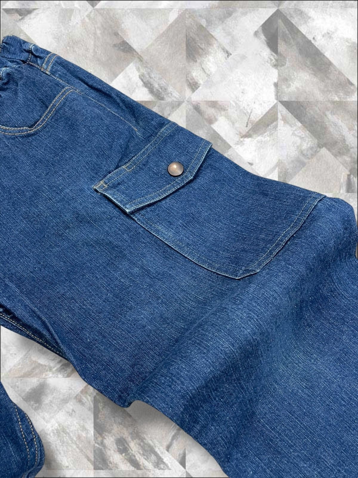 Japanese Brand Vintage 1990s Japan Designer Blue Baggy Cargo Streetwear Size US 32 / EU 48 - 9 Thumbnail