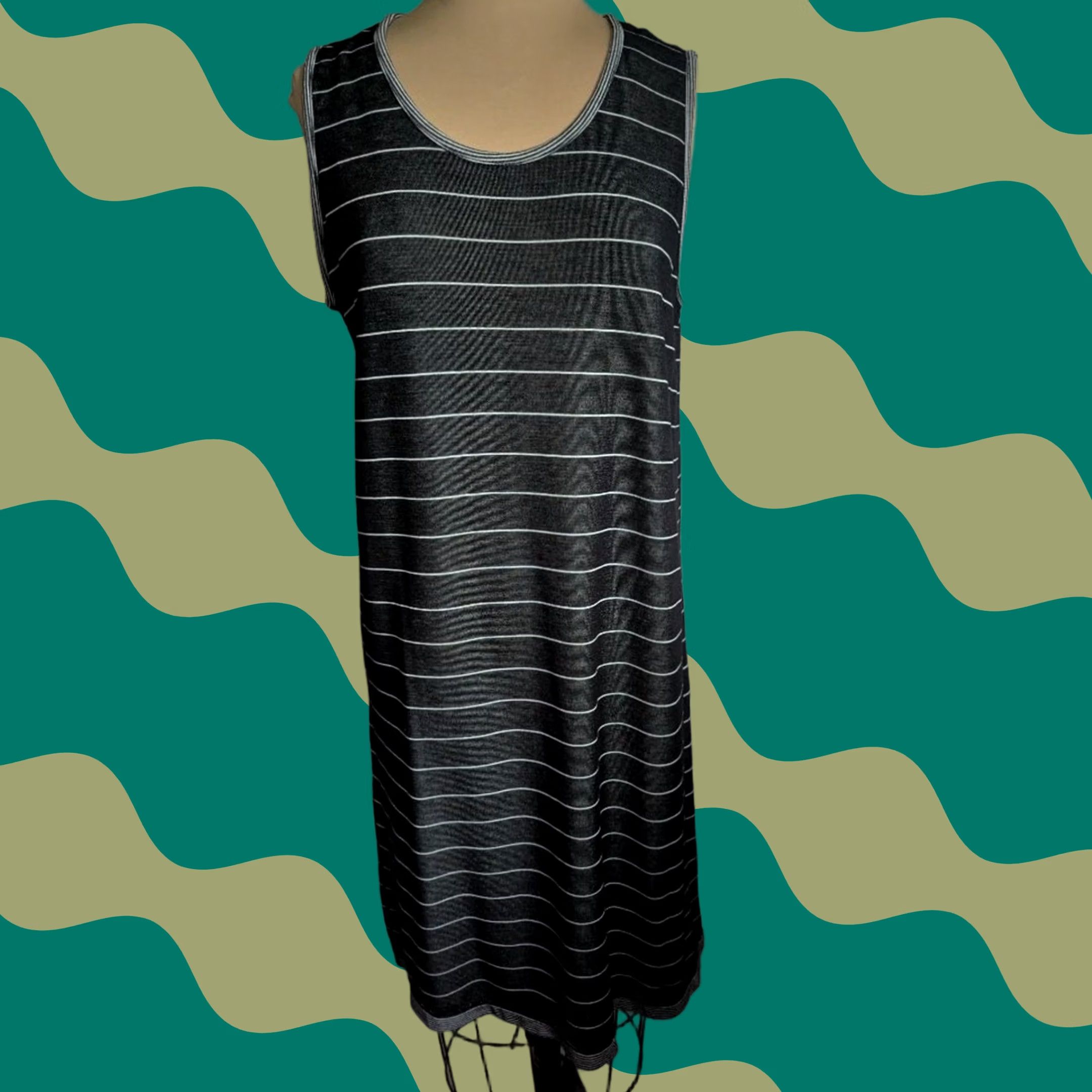 Lands' End Lands End Black White Striped Sleeveless Tank Dress Knee Length Casual Women M Size M / US 6-8 / IT 42-44 - 1 Thumbnail