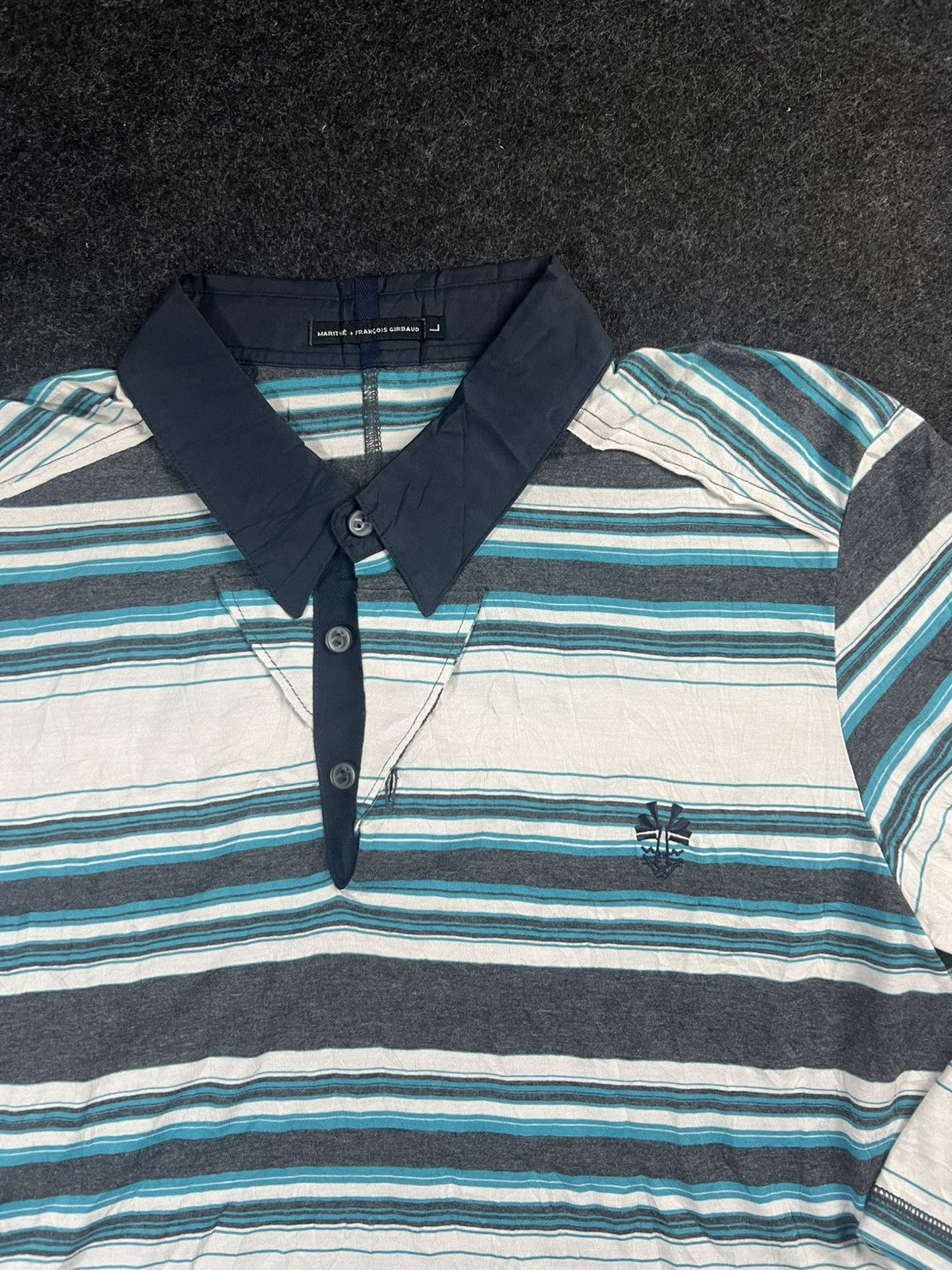 Marithe + Francois Girbaud Marithe Francois Girbaud Stripe Collar Polo Rare Size US L / EU 52-54 / 3 - 2 Thumbnail