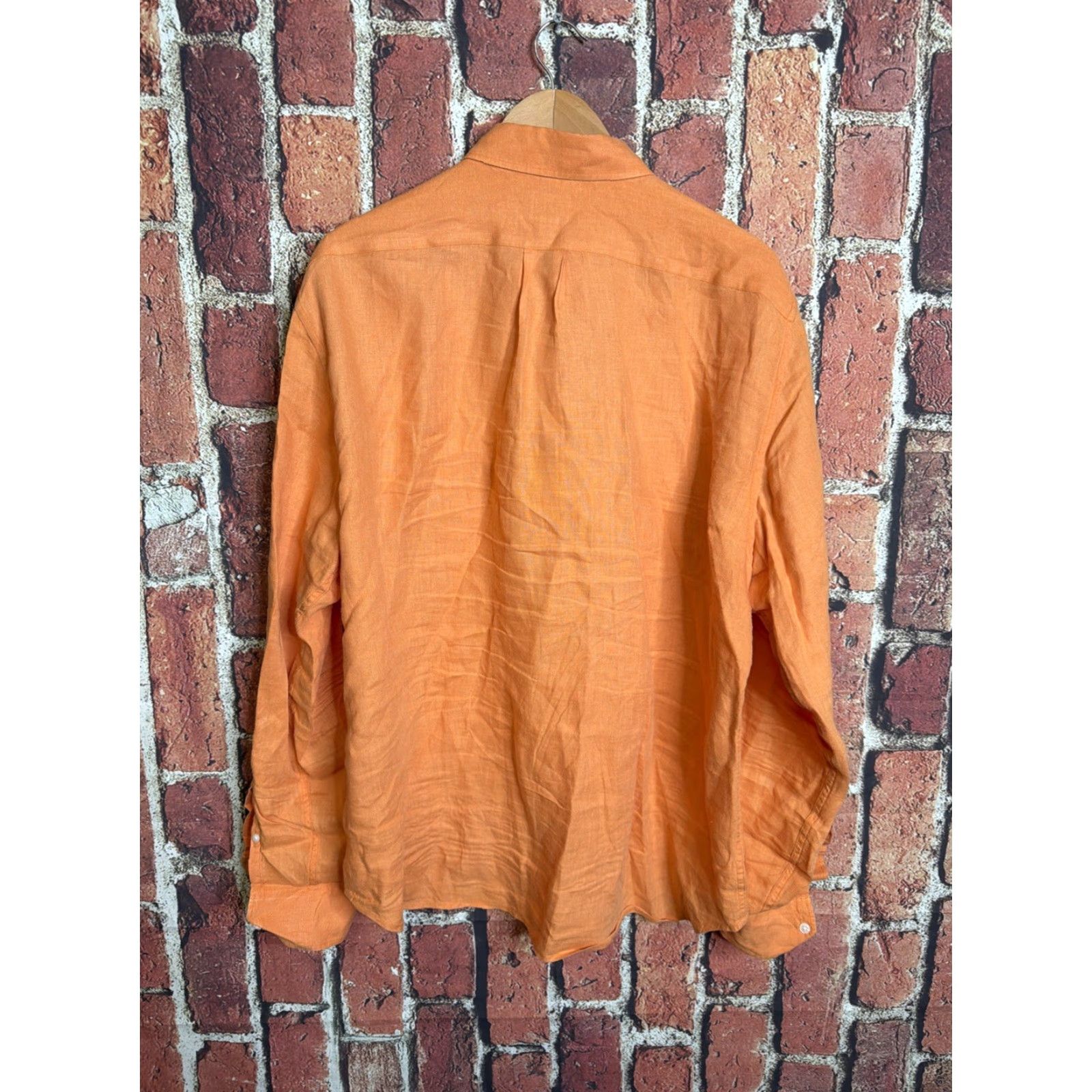 J.Crew J.CREW Shirt Mens XL Orange Button-Down Classic Fit Irish Linen Slim Size US XL / EU 56 / 4 - 3 Thumbnail