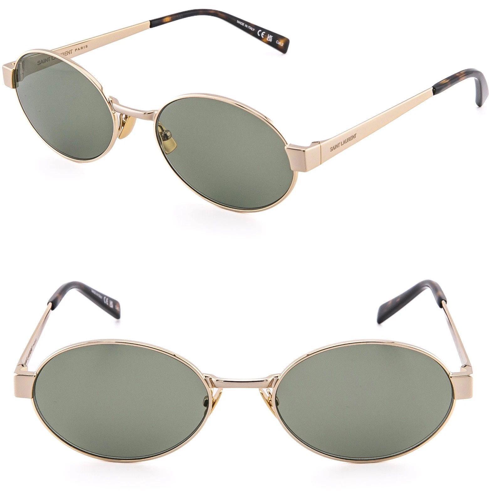 Saint Laurent Paris SAINT LAURENT SL 692 SL692 Gold Green Narrow Slim Oval 003 Size ONE SIZE - 1 Thumbnail