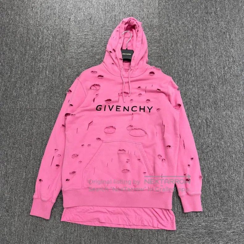 Givenchy Givenchy Pink Ripped Openwork Hoodie Size US XS / EU 42 / 0 - 1 Thumbnail