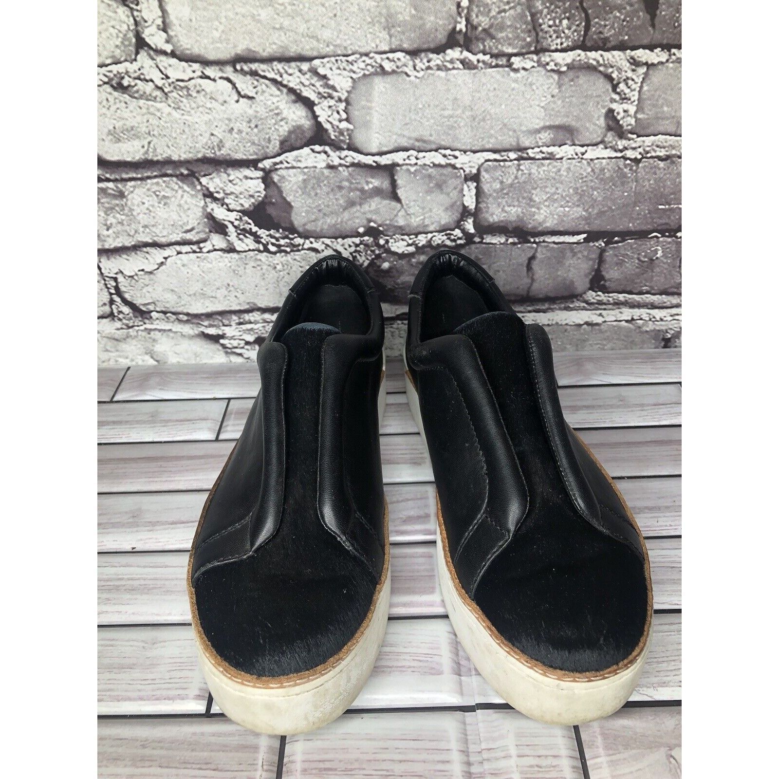 Other M4D3 Black Leather Calf Hair Super Platform Slip On Sneakers Size US 7 / IT 37 - 11 Thumbnail