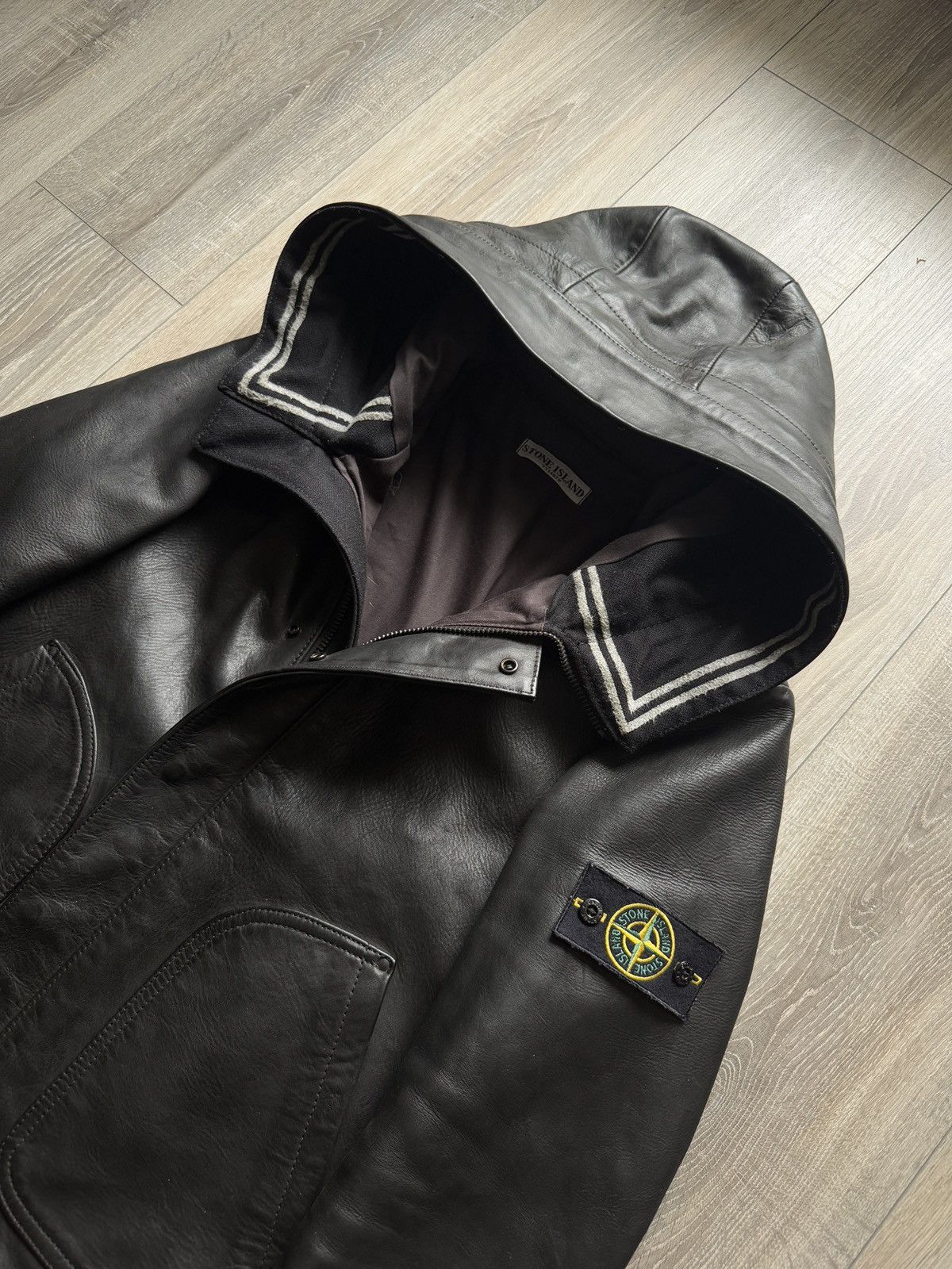 Stone Island Vintage leather jacket stone island x streetwear Size US L / EU 52-54 / 3 - 2 Thumbnail