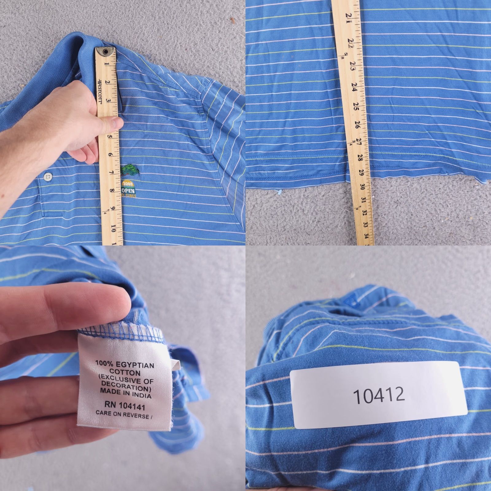 Vintage Walter Hagen Shirt Polo Mens Large Golf Striped 100% Cotton Blue Size US L / EU 52-54 / 3 - 8 Thumbnail
