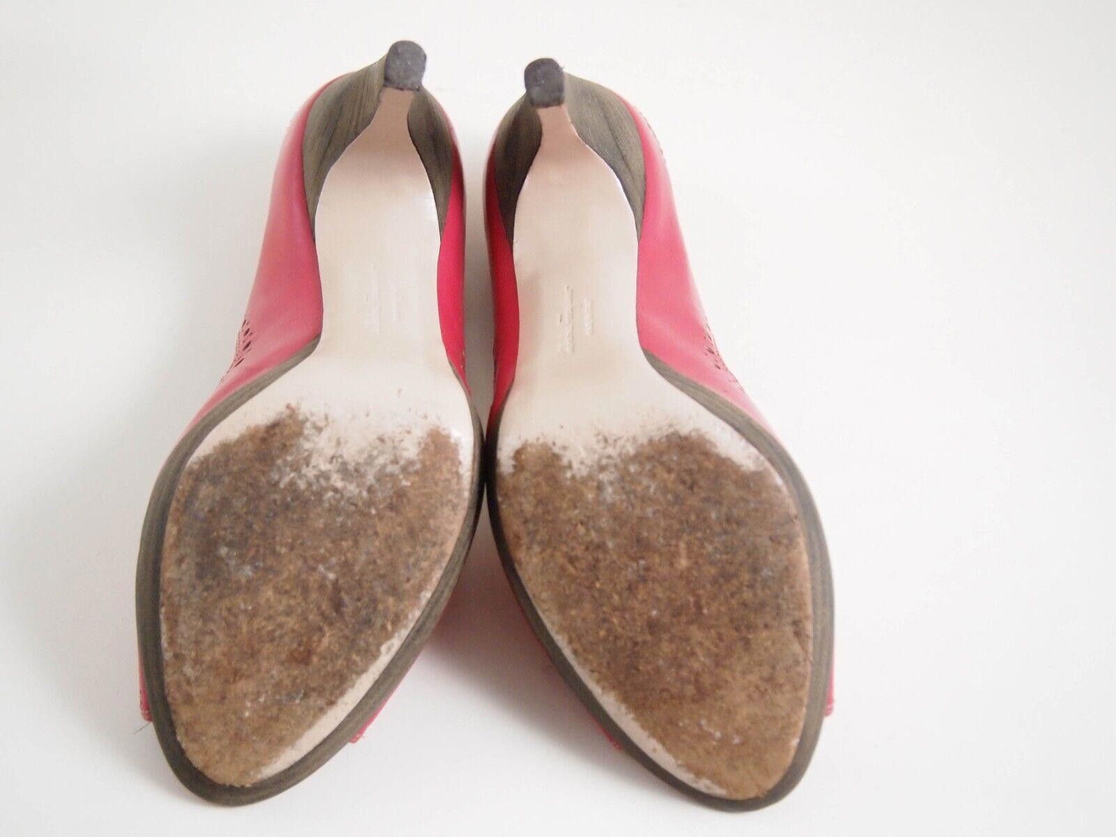 Salvatore Ferragamo Ferragamo Plateau Heels Peep Toe Red Leather EU 38 C US 7.5 Size US 7.5 / IT 37.5 - 8 Thumbnail