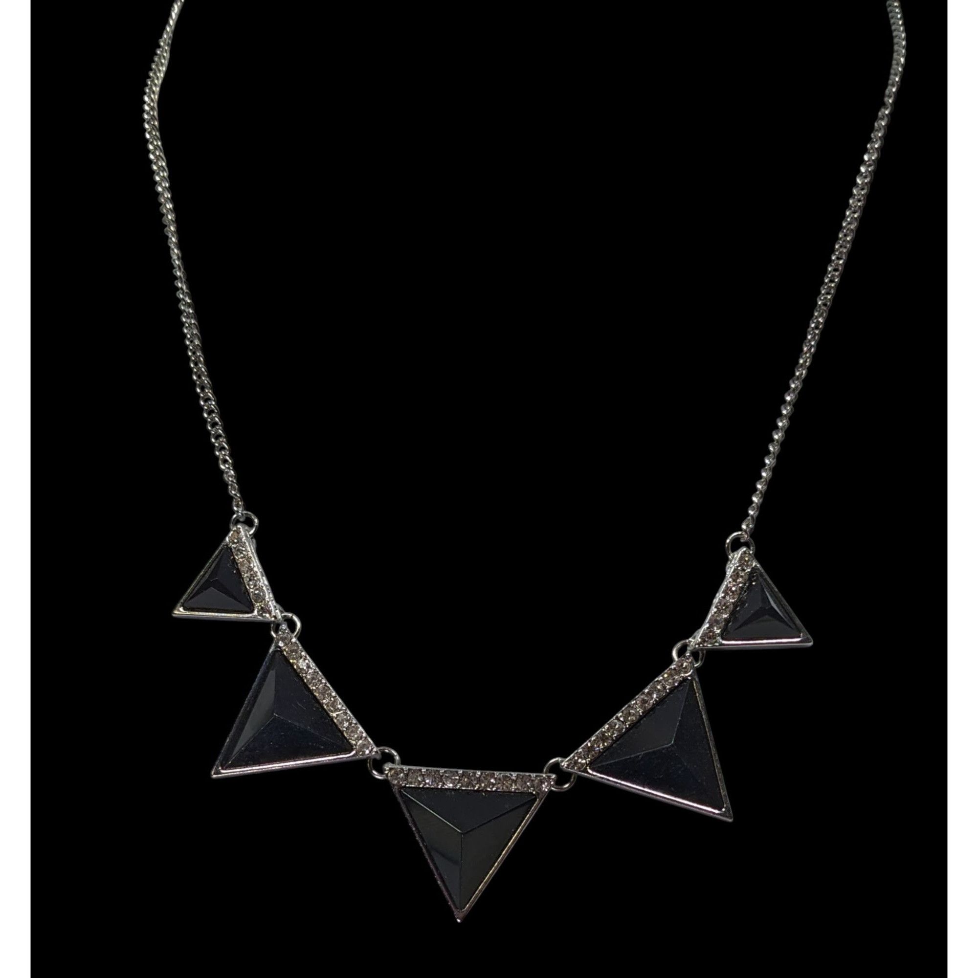 Other Geometric Black Triangle Necklace With Rhinestone Accents Size ONE SIZE - 2 Thumbnail