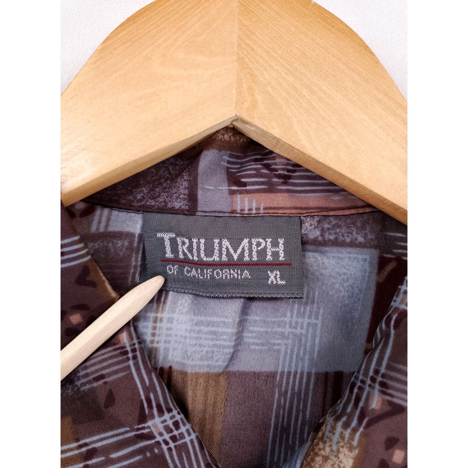 Vintage VINTAGE Triumph California Button-Up Shirt Long Sleeve Brown 80s 70s Disco Mens XL Size US XL / EU 56 / 4 - 2 Thumbnail