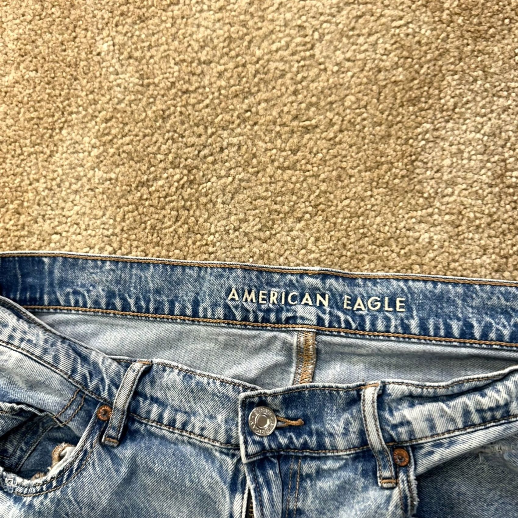 American Eagle Outfitters American Eagle Jeans Women 14 Blue Denim Super High Baggy Wide Leg ripped Size 36" / US 14 / IT 50 - 4 Thumbnail