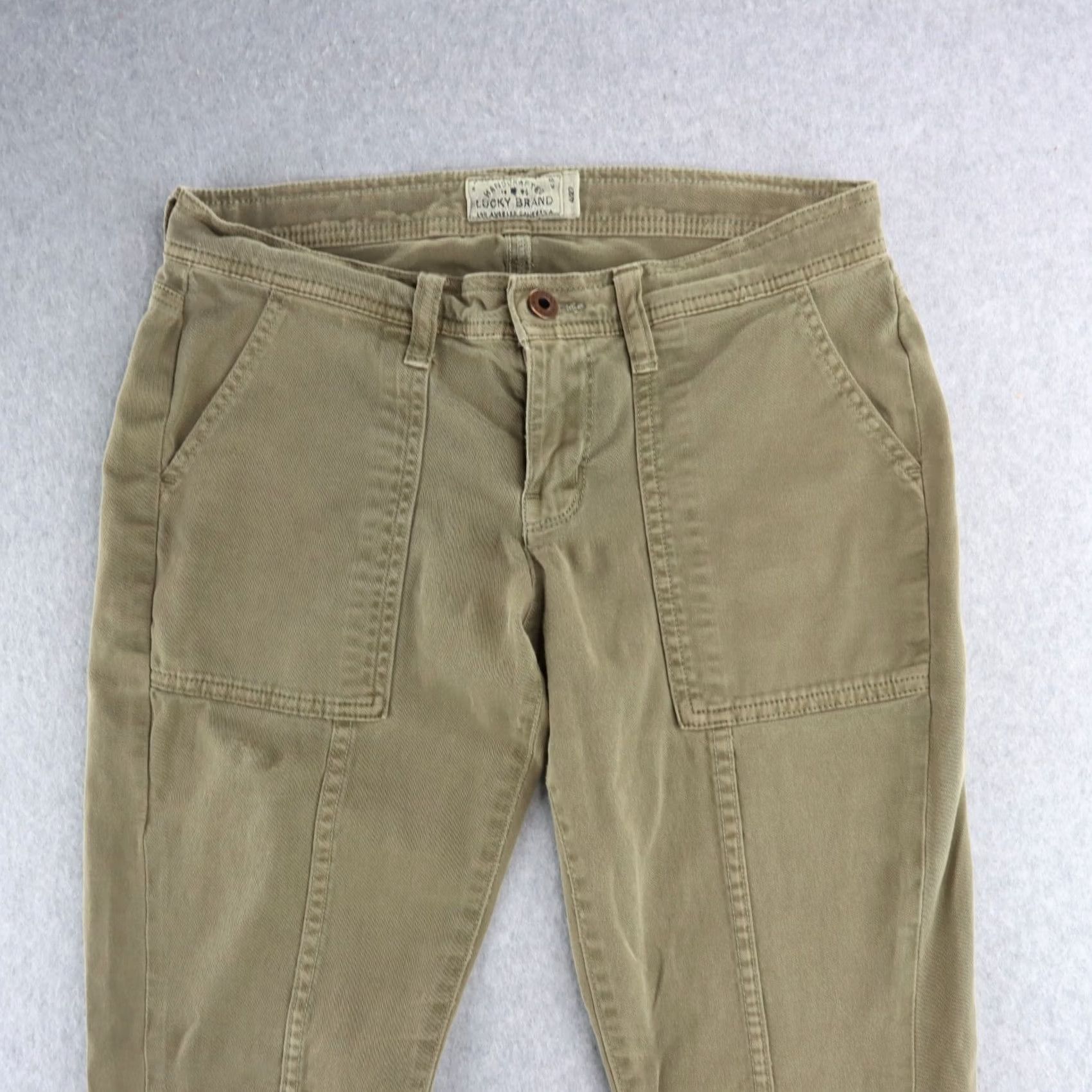 Lucky Brand Lucky Brand Women Pants Cargo Military Green Stretch Cotton Blend Size 4/27 Tapered Shoes: N/A Size 27" / US 4 / IT 40 - 2 Thumbnail