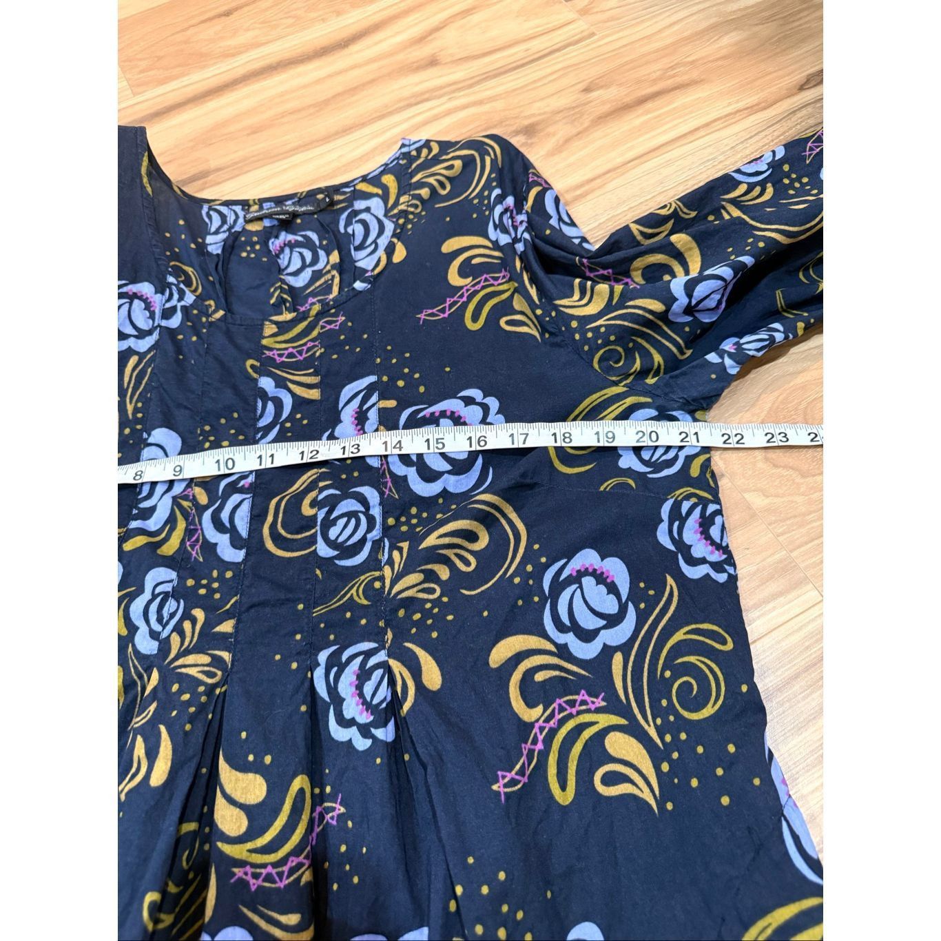 Guru Gudrun Sjoden Floral Blue Midi Dress underarms wear Sz Large Size L / US 10 / IT 46 - 7 Thumbnail