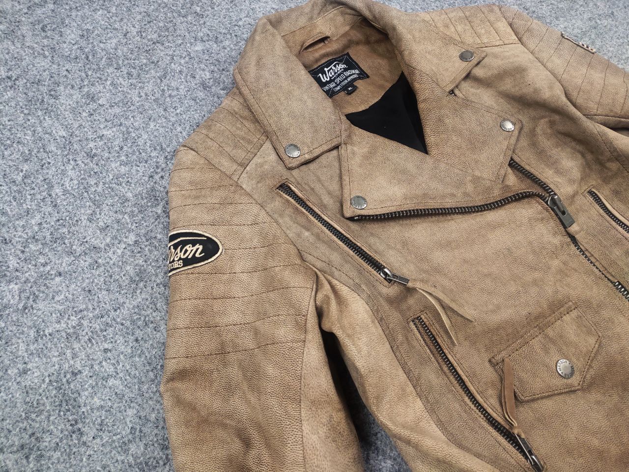 Vintage Vintage Warson Police Perfecto Lamb leather Zip Tan jacket Size L / US 10 / IT 46 - 6 Thumbnail