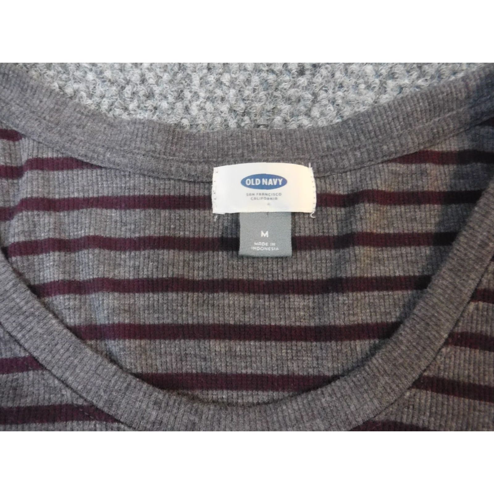 Old Navy Old Navy Womens Sweater Pullover Striped Crew Neck Raglan Sleeve Gray 100% Cotton M Regular Stretch Logo Size M / US 6-8 / IT 42-44 - 4 Thumbnail