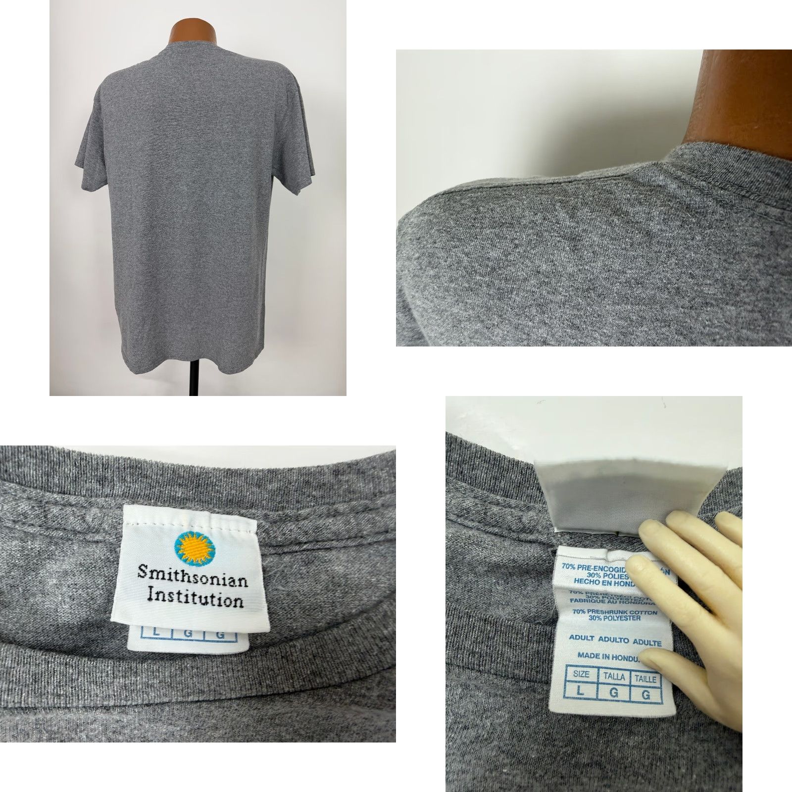Etro Smithsonian Shirt Adult Large Gray Logo 1846 Retro T-Shirt Men’s Regular Fit Knit Cotton Polyester Short Sleeve Crew Neck 2000s Museum Washington DC Size US L / EU 52-54 / 3 - 8 Thumbnail