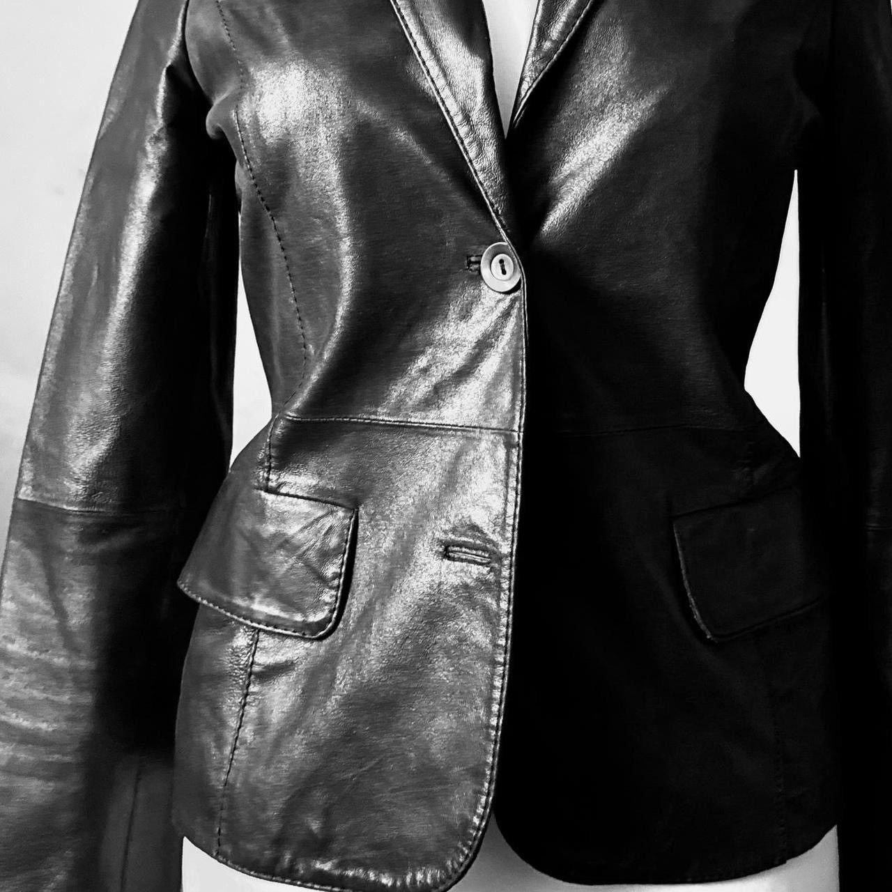 Vintage Iconic leather fitted jacket Size S / US 4 / IT 40 - 3 Thumbnail