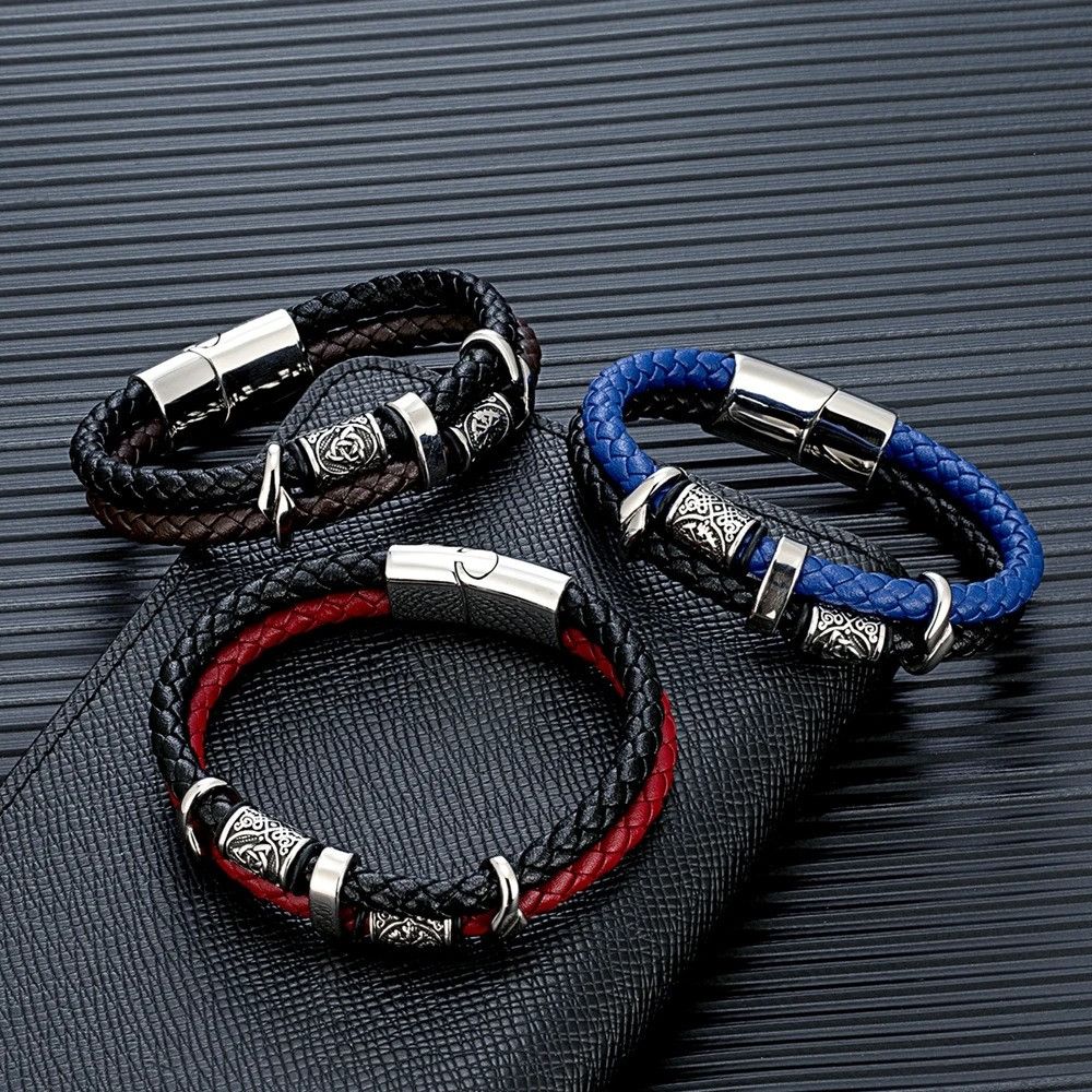 Other Viking Double Layer Leather Bracelet Accessories Cuff Gift Size ONE SIZE - 1 Thumbnail