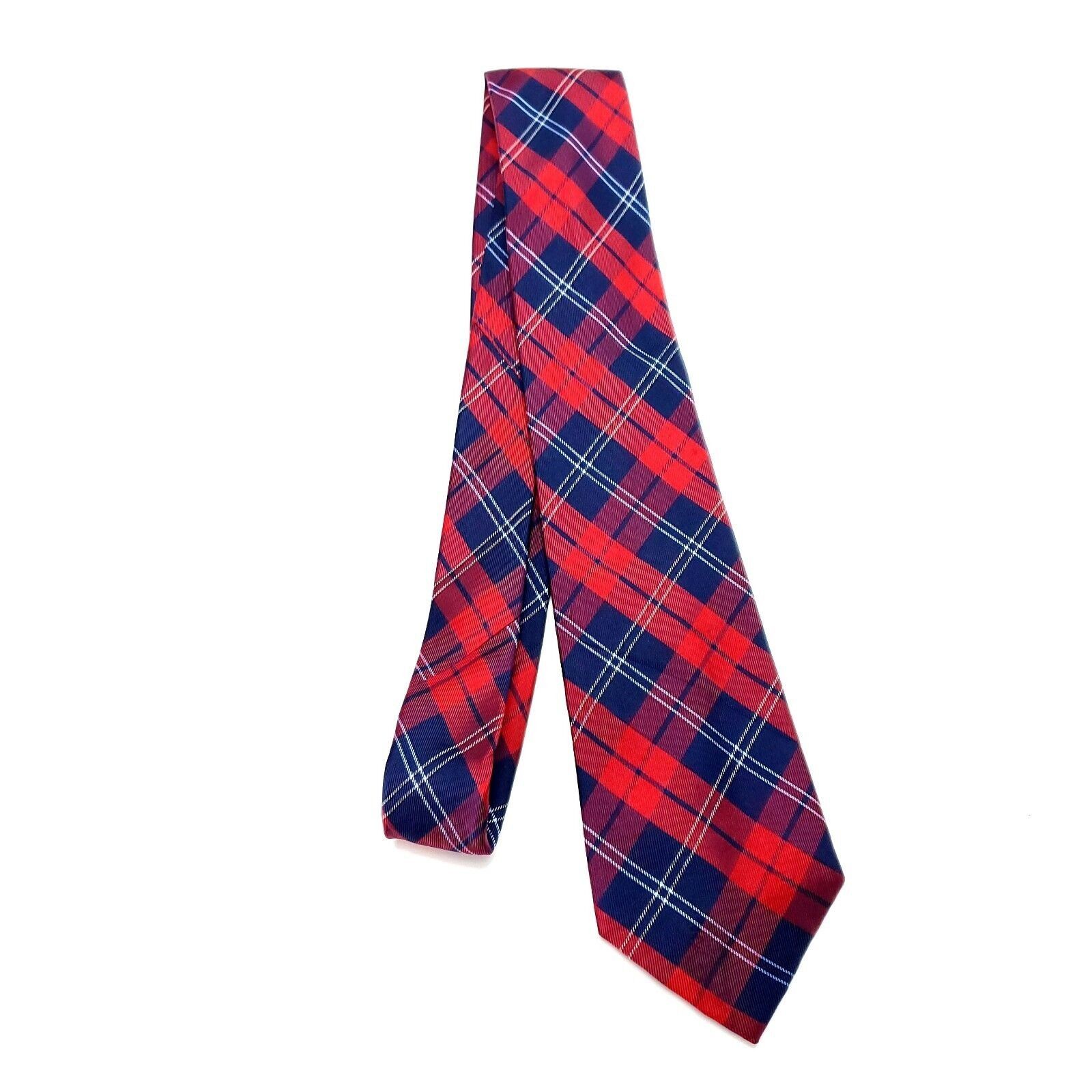 Tommy Hilfiger Tommy Hilfiger Silk Tie Woven Blue Red Plaid Size ONE SIZE - 6 Thumbnail