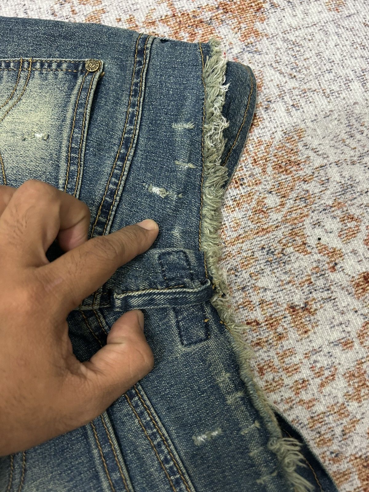 If Six Was Nine Modernistic Acid Wash Multi Pocket Flare Jeans Size US 28 / EU 44 - 12 Thumbnail