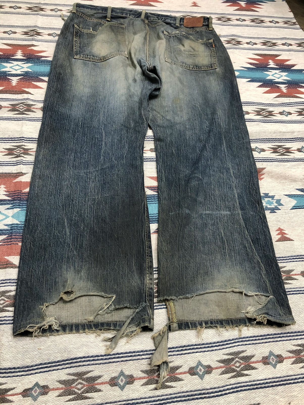 Edwin WIDE LEG RUSTY DAMAGED DISTRESSED SELVEDGE DENIM BY EDWIN Size US 38 / EU 54 - 4 Thumbnail