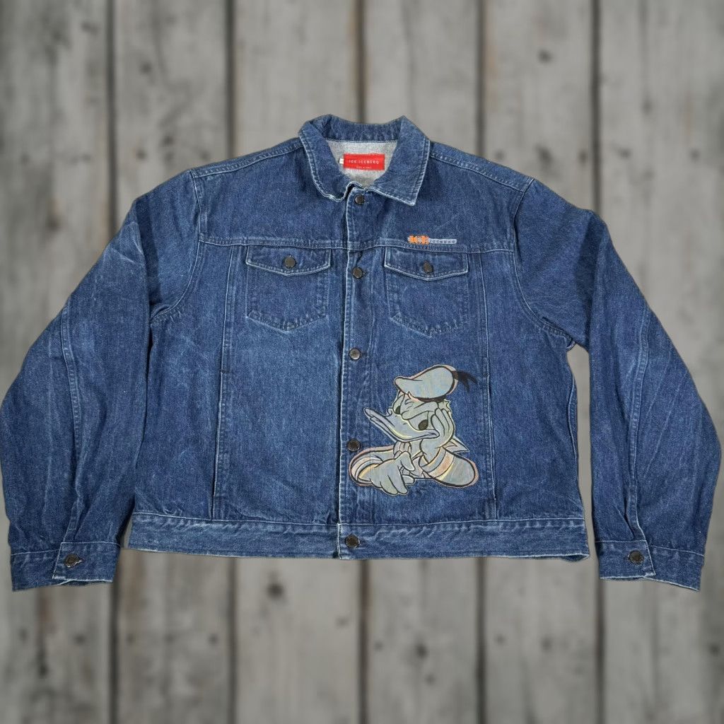 Vintage VINTAGE Iceberg Mens Jacket 2XL Denim Coat Disney Donald Duck Cartoon Made in Italy Casual Size US 39 - 1 Thumbnail