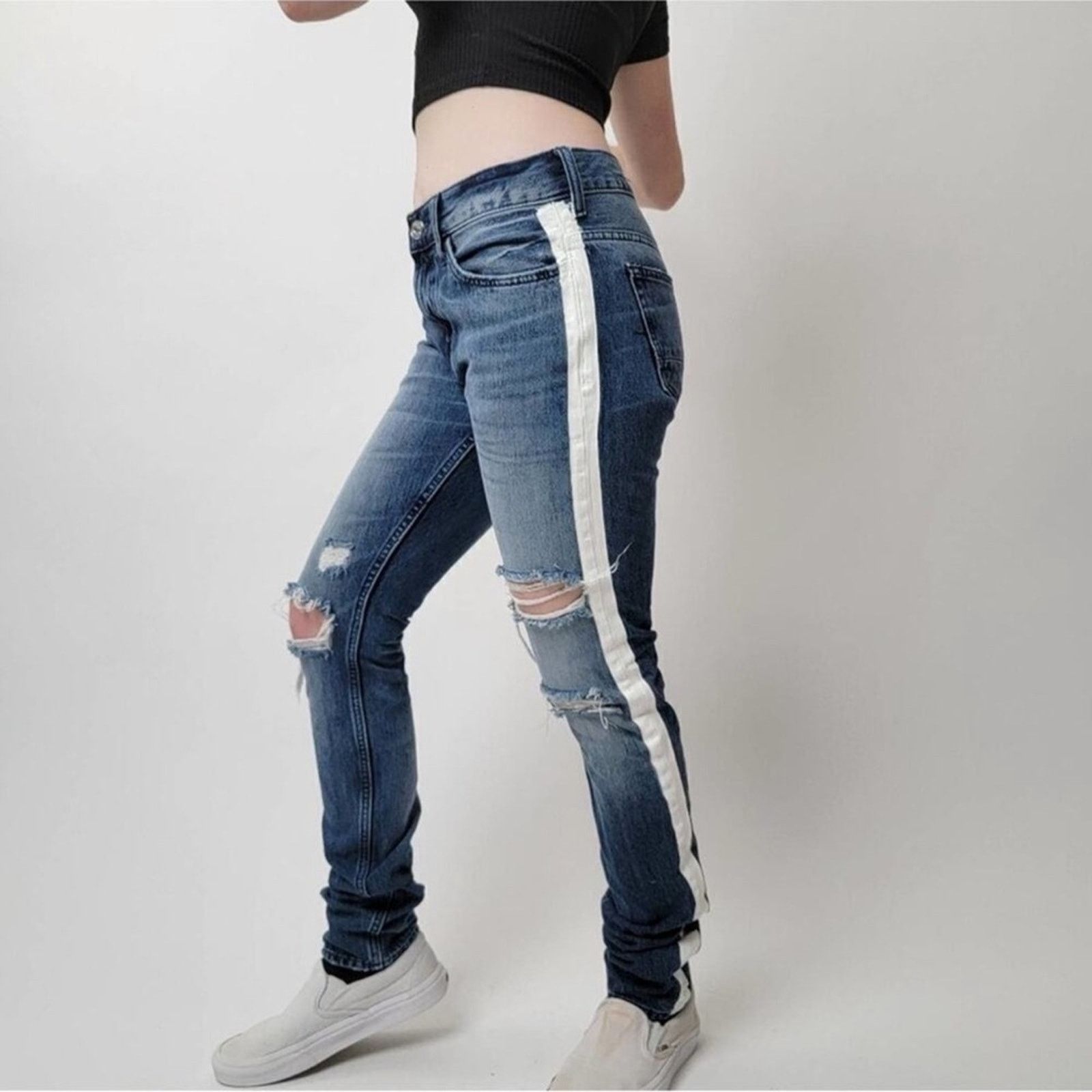 Pacsun PacSun Vertical Stretch Stacked Skinny Striped Jeans Size 30" / US 8 / IT 44 - 9 Thumbnail