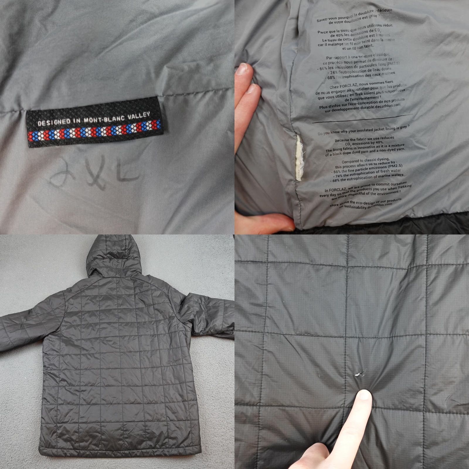 Vintage Forclaz Jacket Mens 2XL Gray Hooded Insulated Full Zip Lightweight Hiking Trek Shirt Size US XXL / EU 58 / 5 - 8 Thumbnail