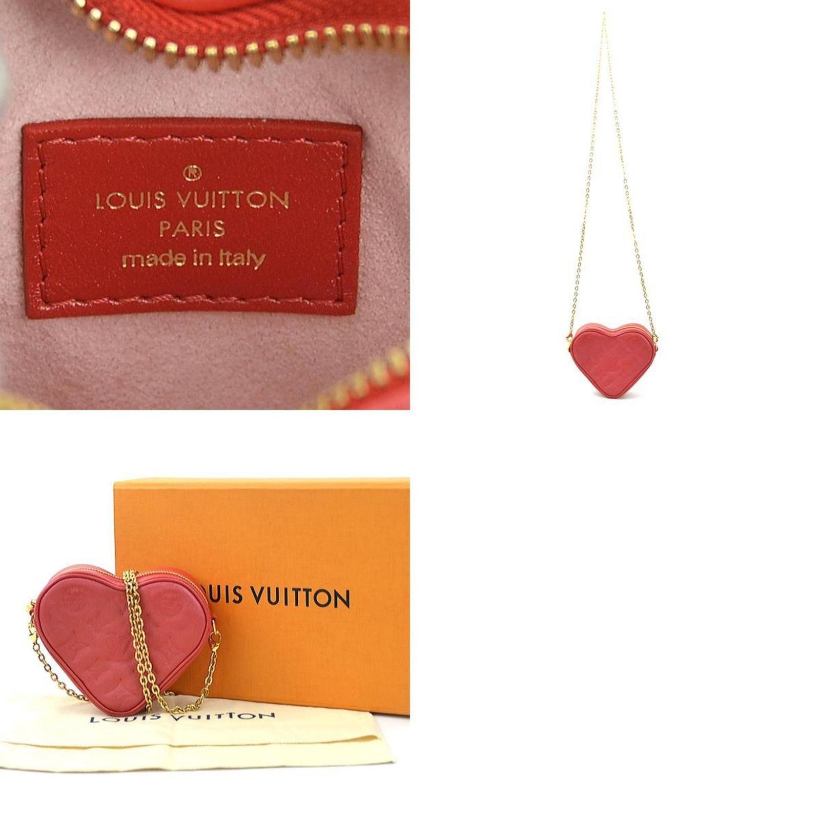 Louis Vuitton Red Leather Heart On Chain