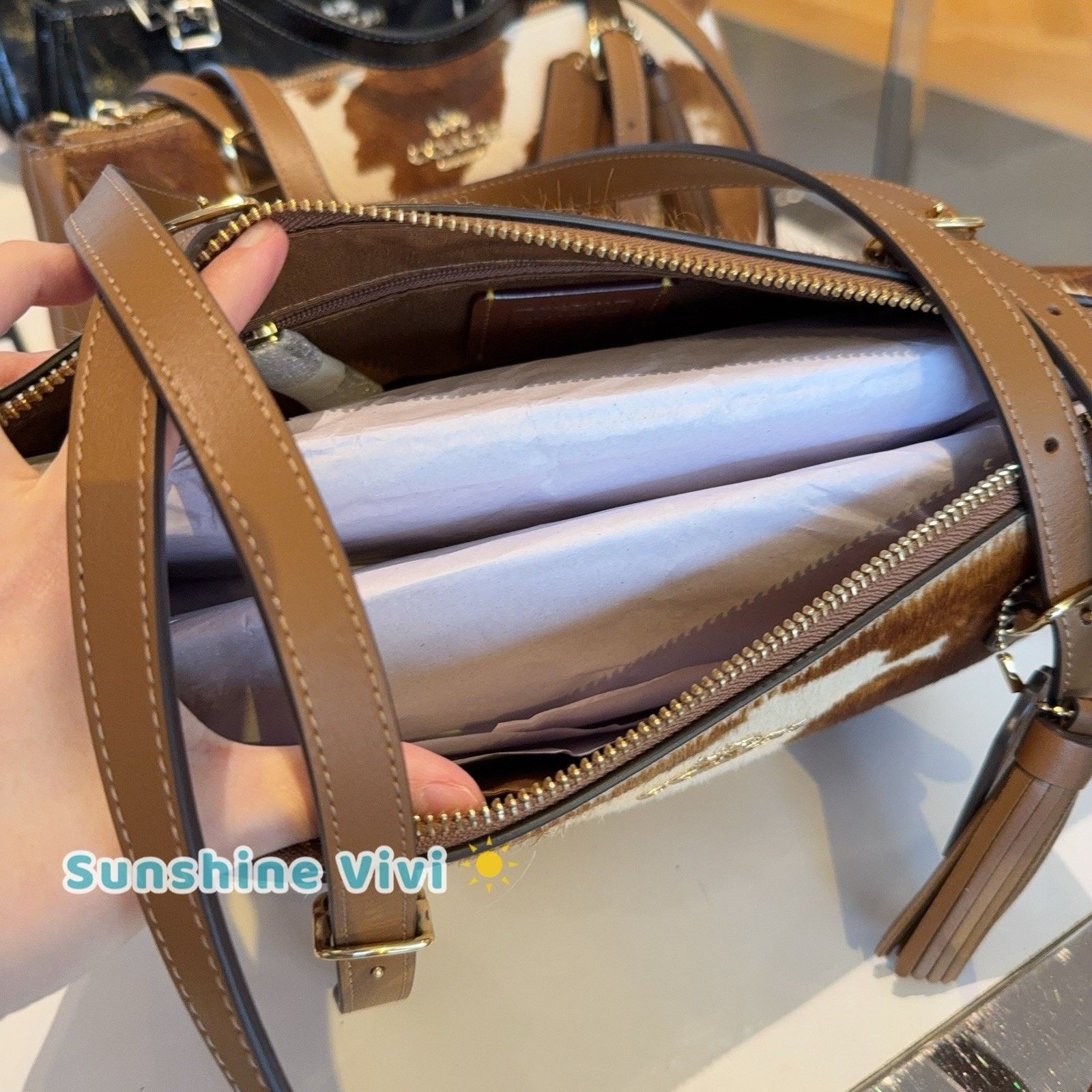 Coach NWT Coach Asher Shoulder Bag Haircalf Cow CDW46 Gold/Cow Size ONE SIZE - 3 Thumbnail