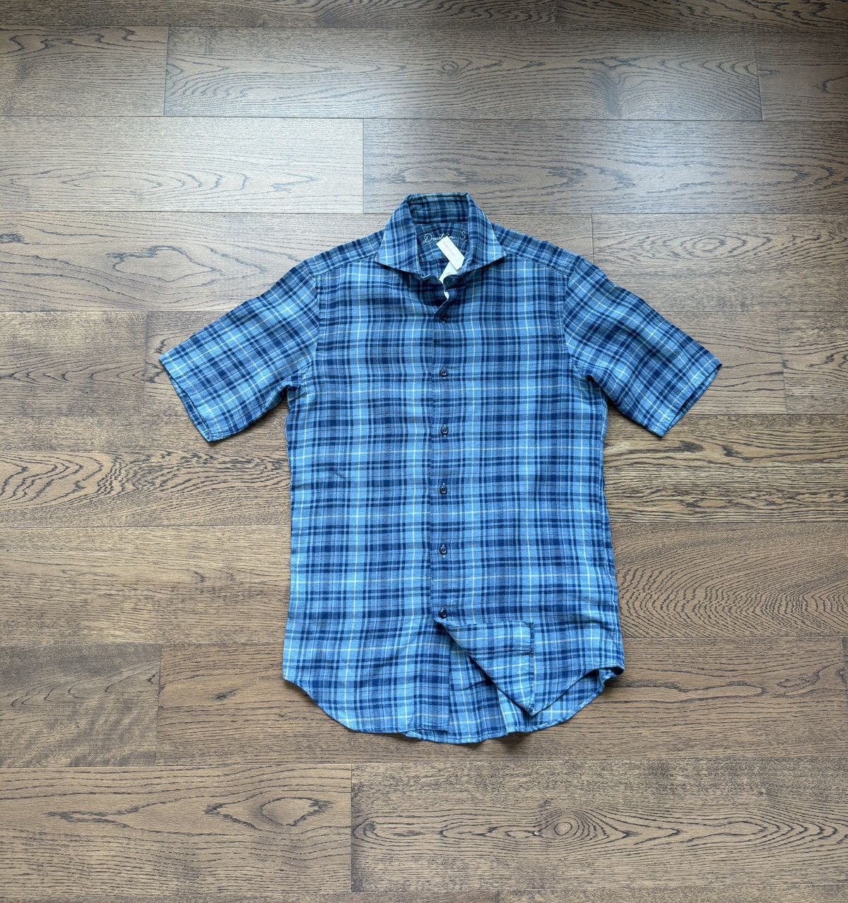 Dressterior Japan Made Mens Blue Check Short Sleeve Shirt
