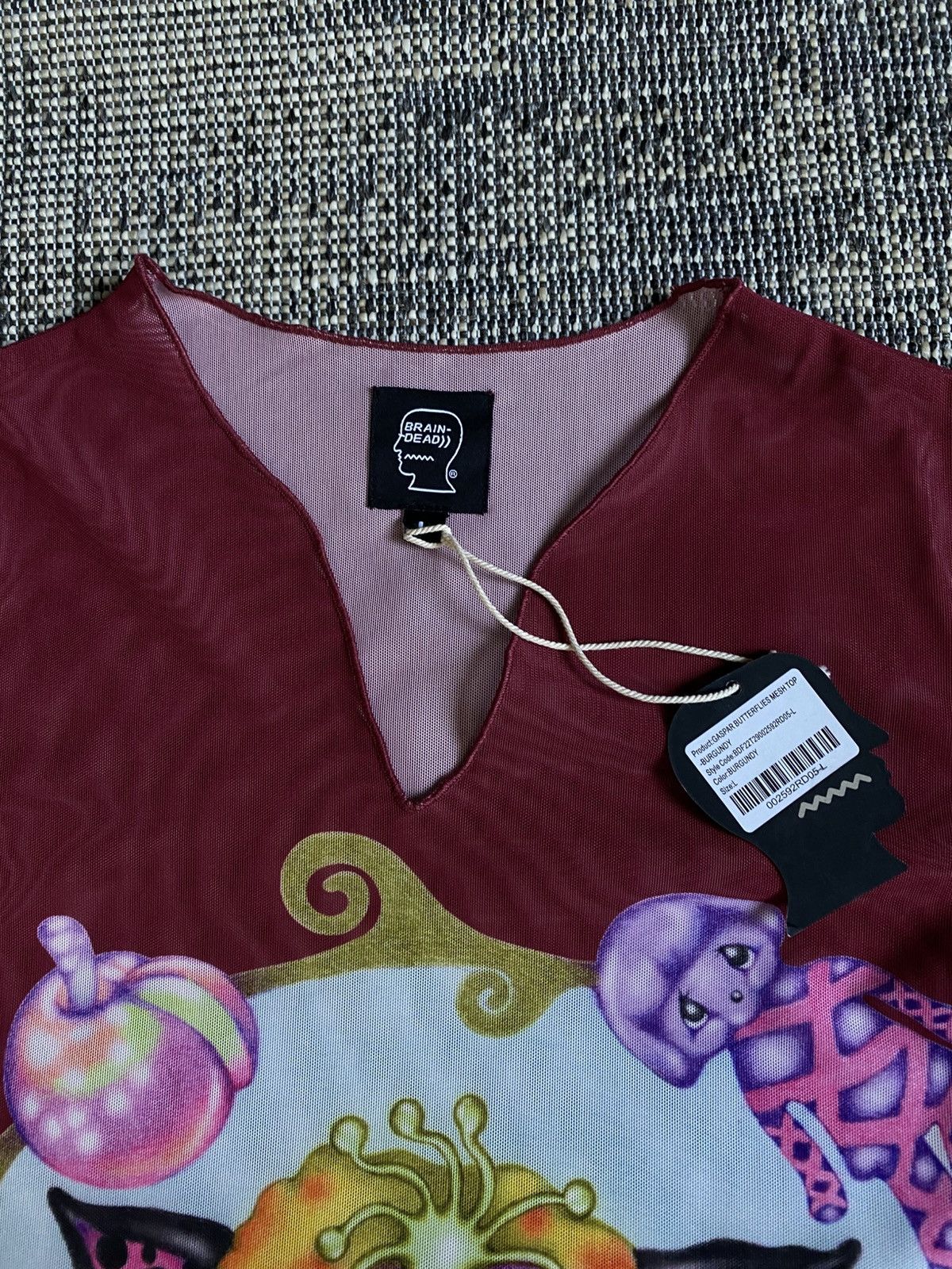 Brain Dead Brain Dead GASPAR BUTTERFLIES MESH TOP -BURGUNDY Size L / US 10 / IT 46 - 7 Thumbnail