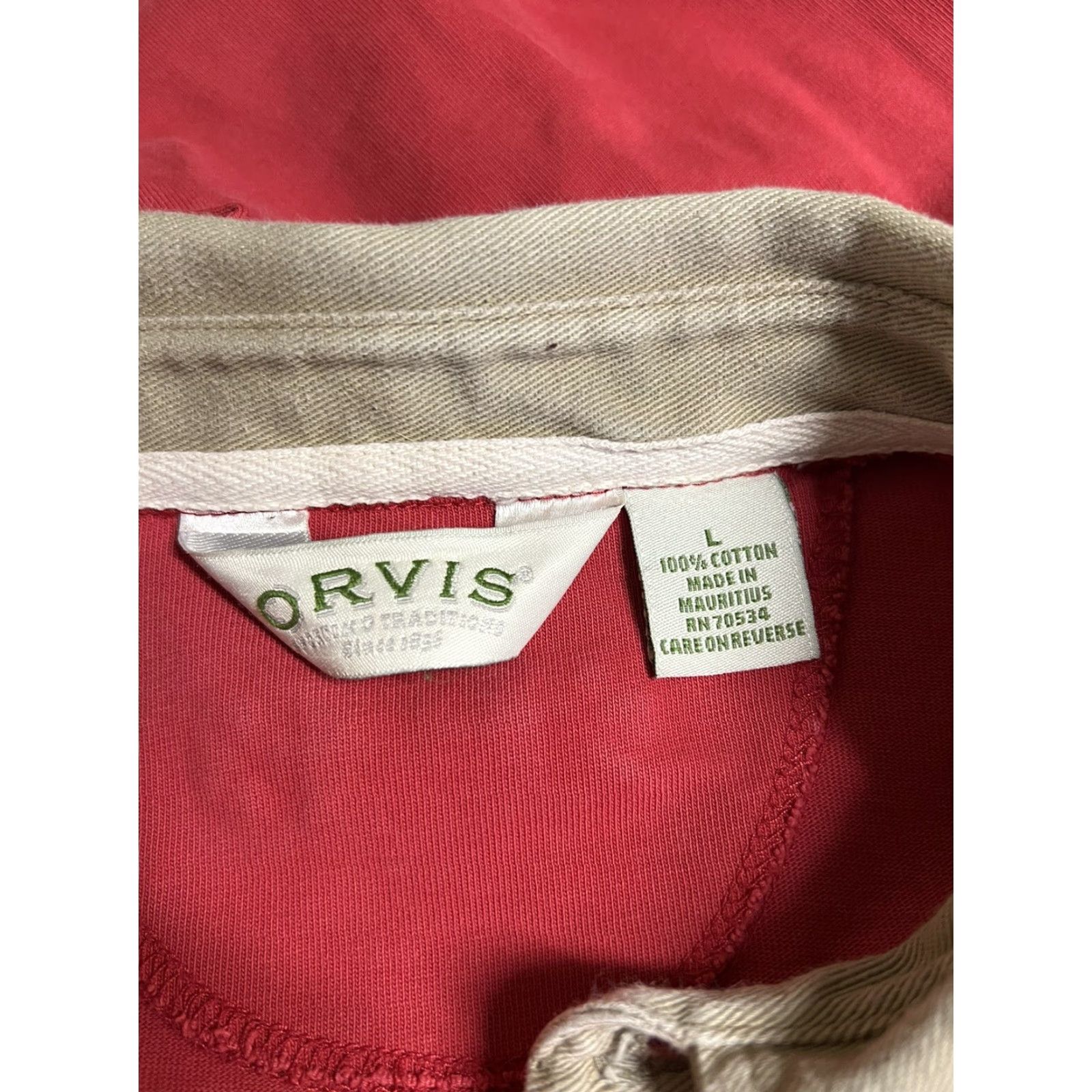 Orvis VINTAGE Orvis Long Sleeve Polo Shirt Rugby L Men’s Red 1990s Cotton Shirt Mens Size US L / EU 52-54 / 3 - 4 Thumbnail