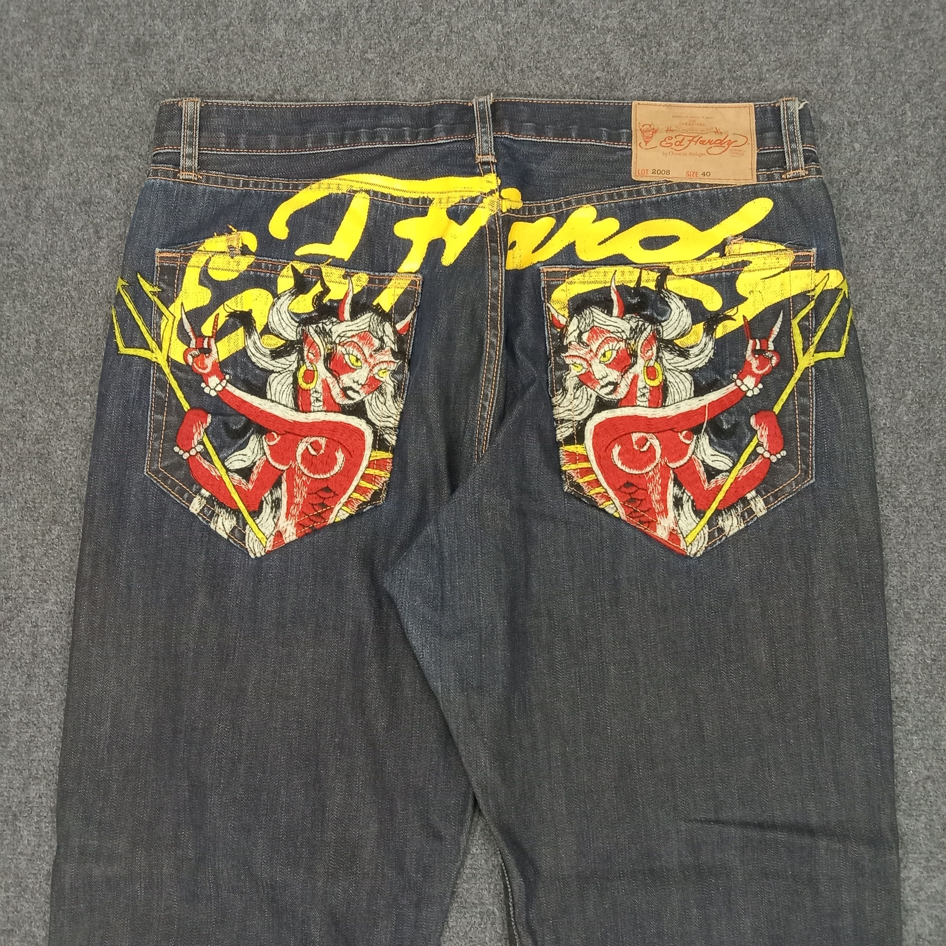 Christian Audigier Ed Hardy by Christian Audiger Art Style Denim Jeans Size US 39 - 2 Thumbnail