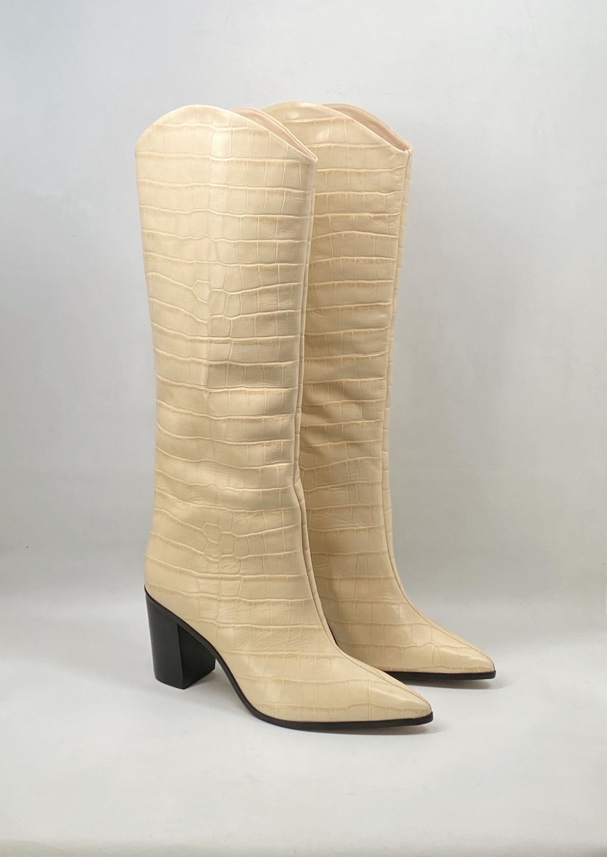 SCHUTZ Schutz Croc-Embossed Leather Boots size 10 Size US 10 / IT 40 - 4 Thumbnail