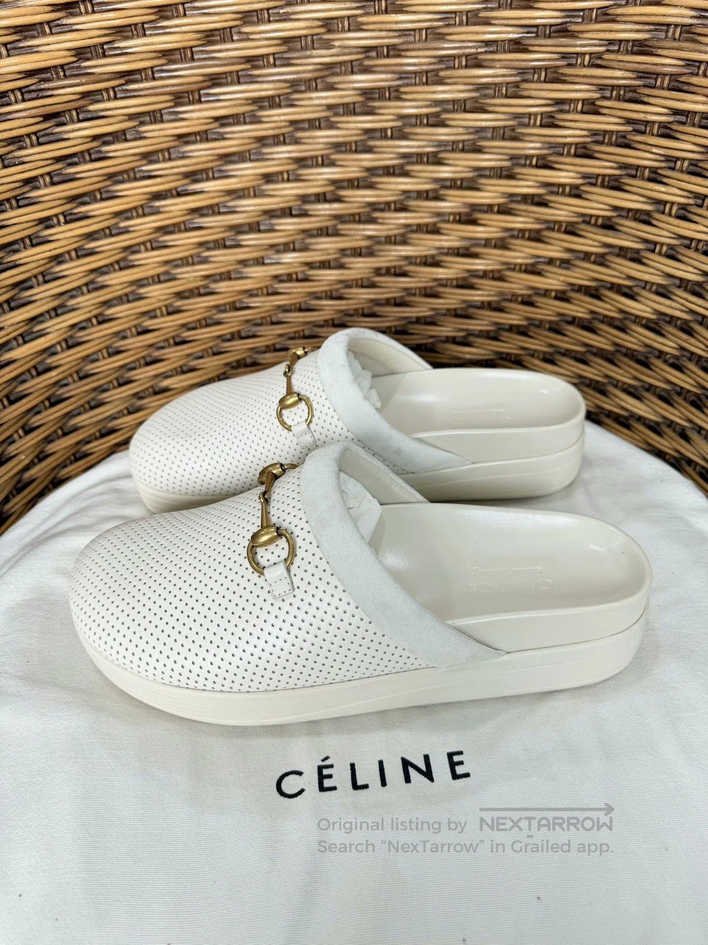 Gucci Gucci Men's White Horsebit Slippers Size 43. Size US 10 / EU 43 - 1 Thumbnail