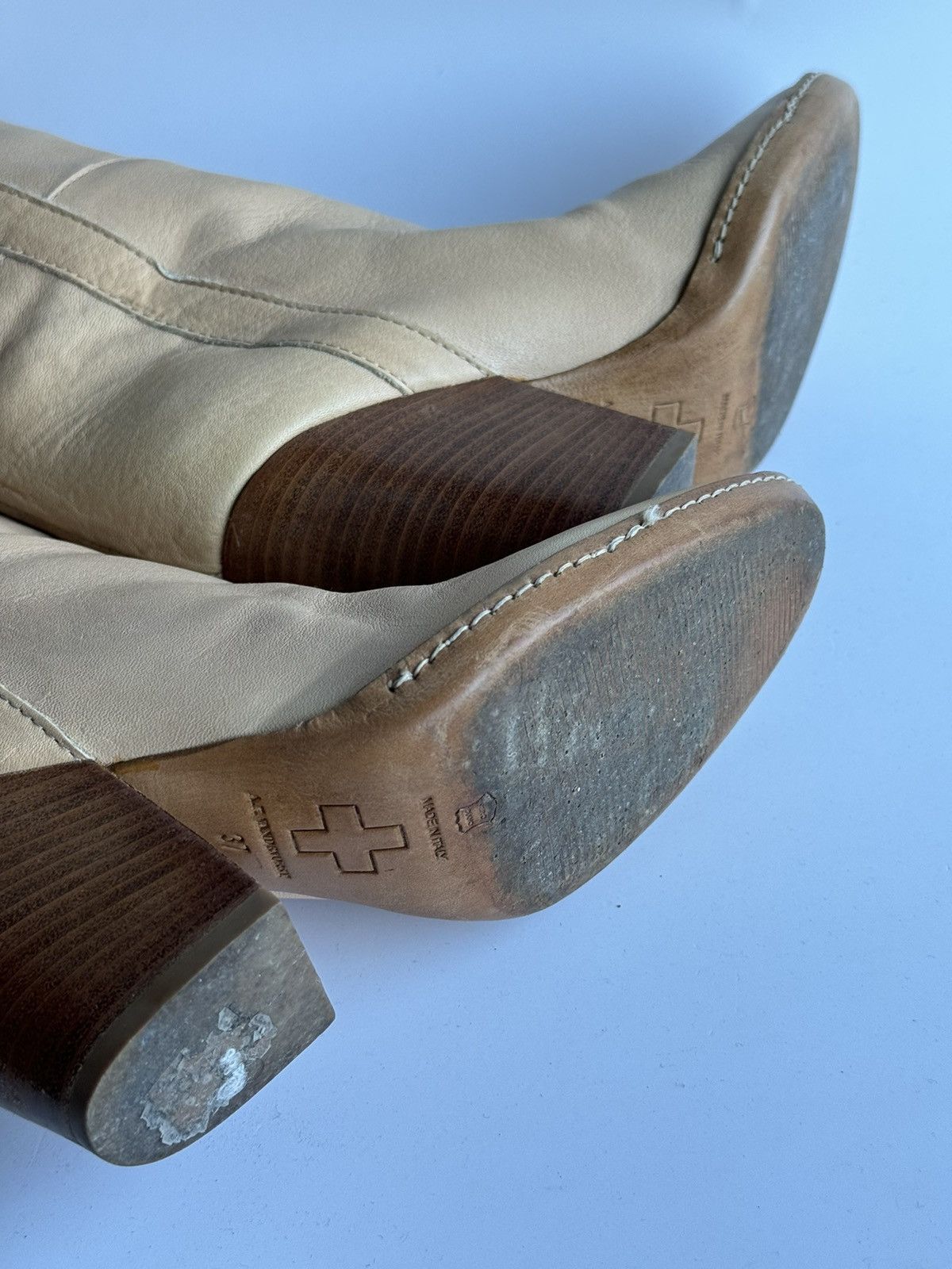 A.F. Vandevorst Rare A.F. Vandevorst tan/nude leather heeled boots sz 37 Size US 7 / IT 37 - 8 Thumbnail